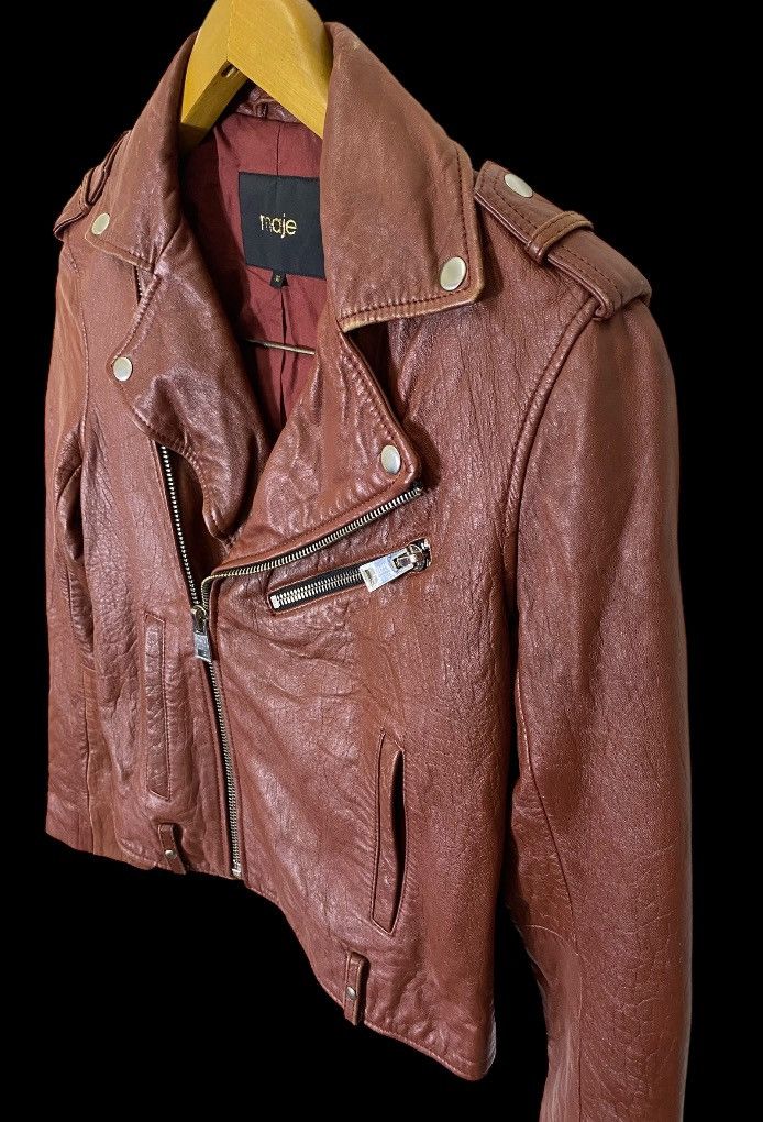 Maje Maje Lamb Leather Biker Jacket Women Size XS / US 0-2 / IT 36-38 - 2 Thumbnail