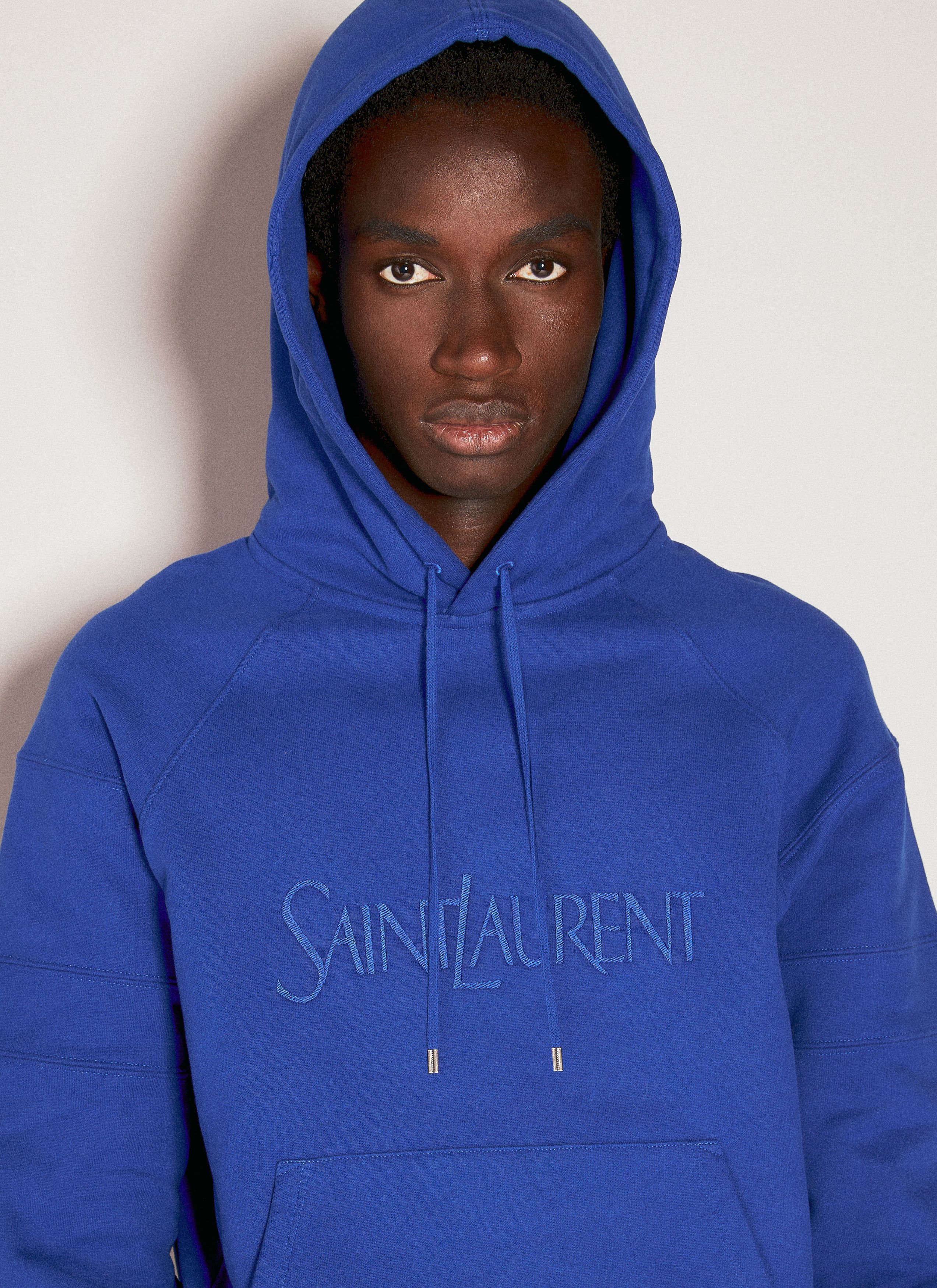 Saint Laurent Paris Saint Laurent Logo Embroidery Hoodie - Blue Cotton Size US M / EU 48-50 / 2 - 1 Thumbnail