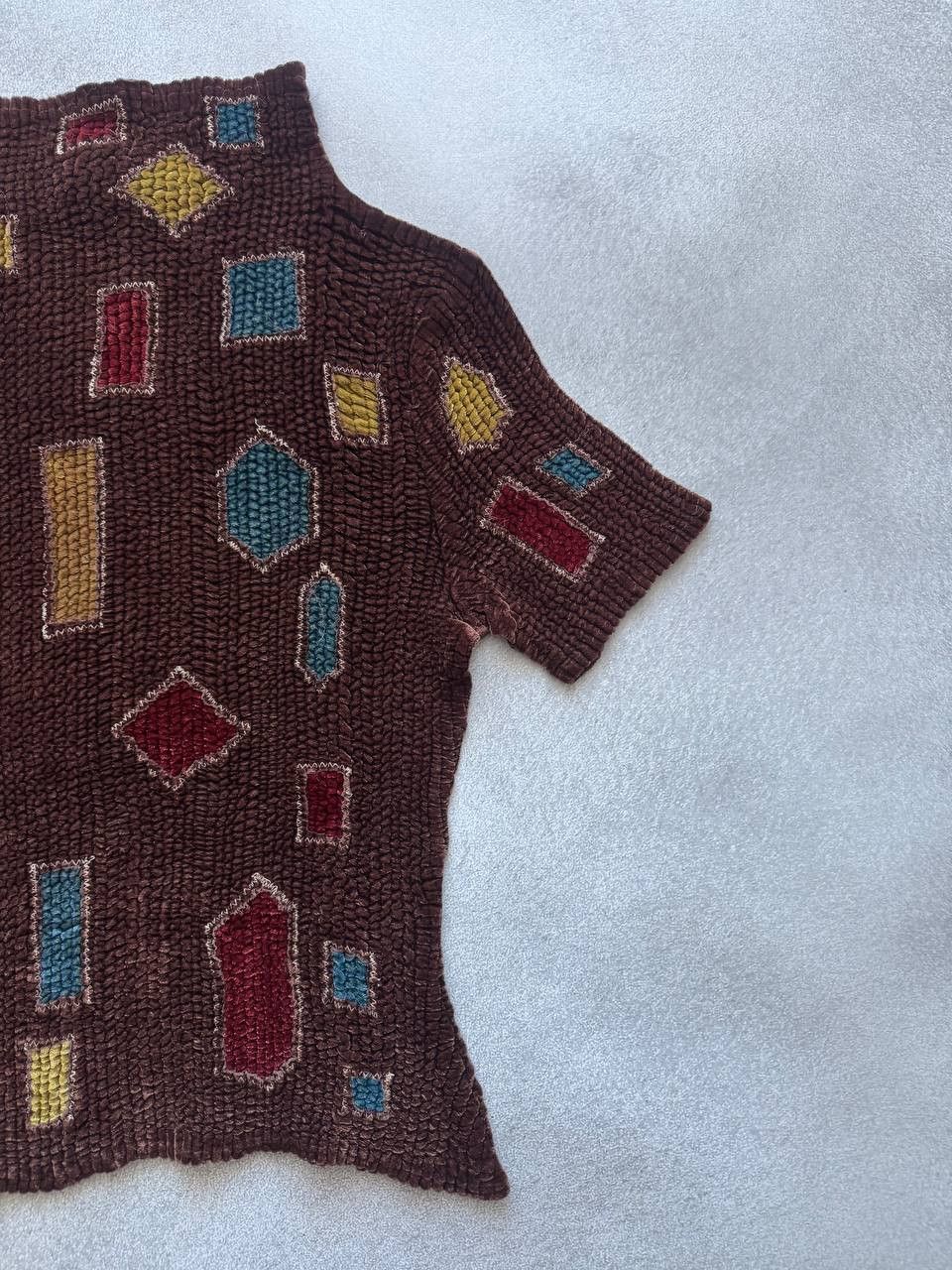 Japanese Brand Rare Archive Yoshiki Hishinuma Geometric Textured Knit Top Size S / US 4 / IT 40 - 3 Thumbnail