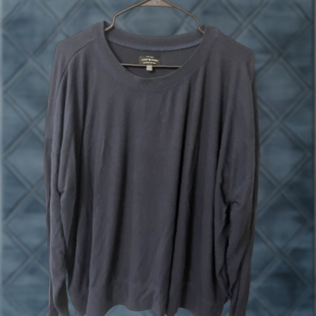 Lucky Brand Lucky Brand Sweater Top Crew Neck Lightweight 2XL Navy Blue Women Pullover Knit Casual Slits Classic Cozy Fall Winter Size XXL / US 16-18 / IT 52-54 - 1 Thumbnail