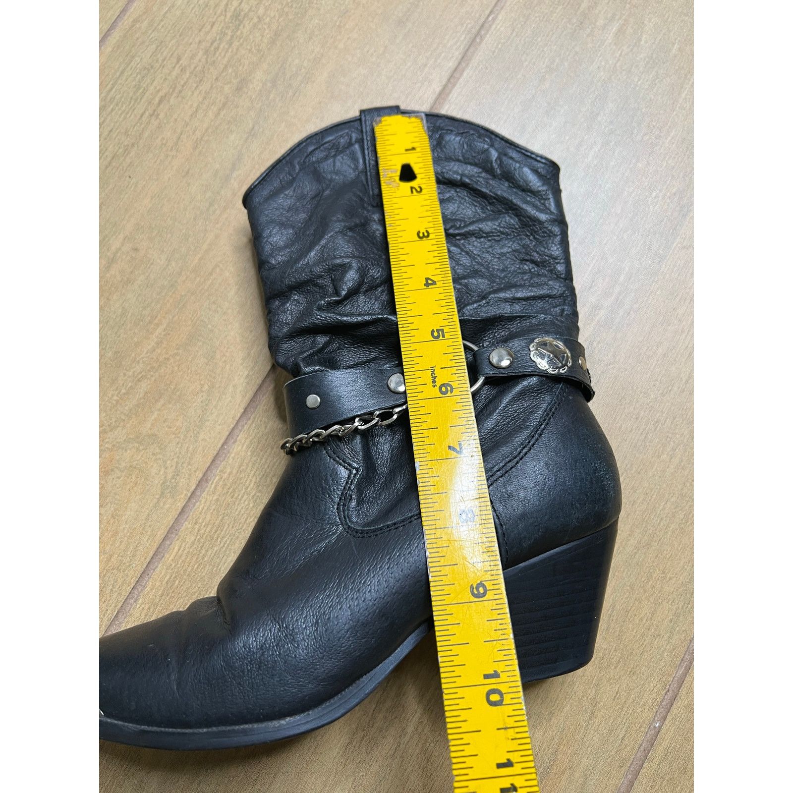 Vintage Dingo Ladies' Bailey Black Slouch Harnessed Boots Sz 6 M Size US 6 / IT 36 - 9 Thumbnail
