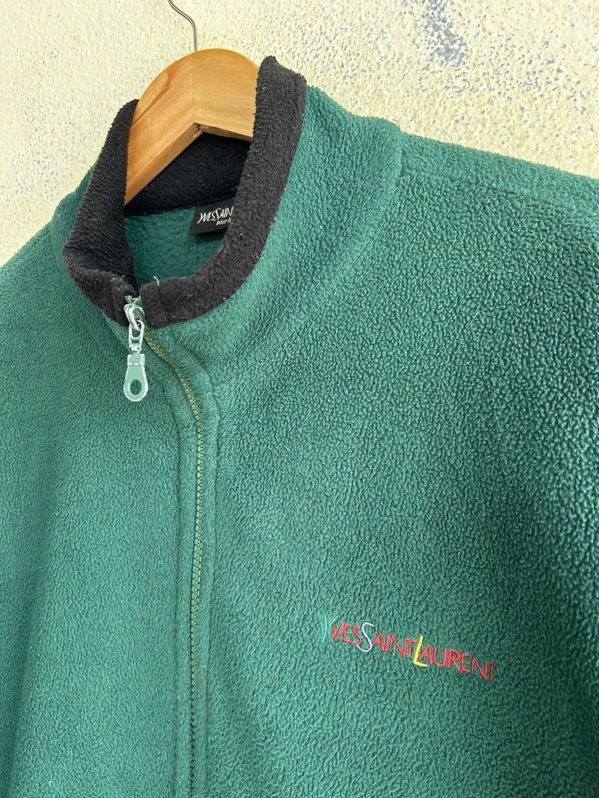Yves Saint Laurent Vintage YSL Multicolour Big Logo Fleece Size US L / EU 52-54 / 3 - 3 Thumbnail
