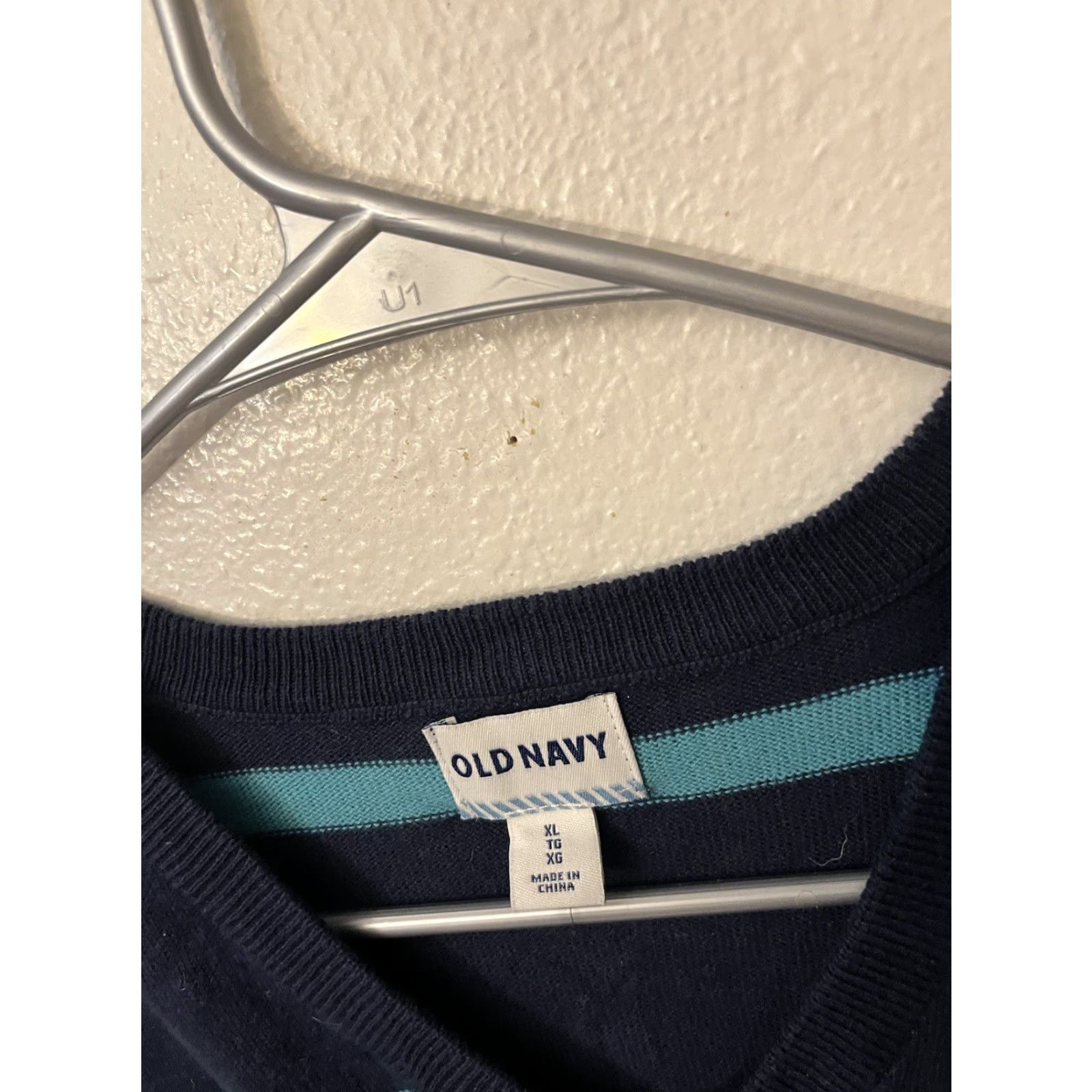 Old Navy Old Navy Pullover Sweater Long Sleeve V-Neck Striped Lightweight Cotton Blend Men XL Blue Size US XL / EU 56 / 4 - 2 Thumbnail
