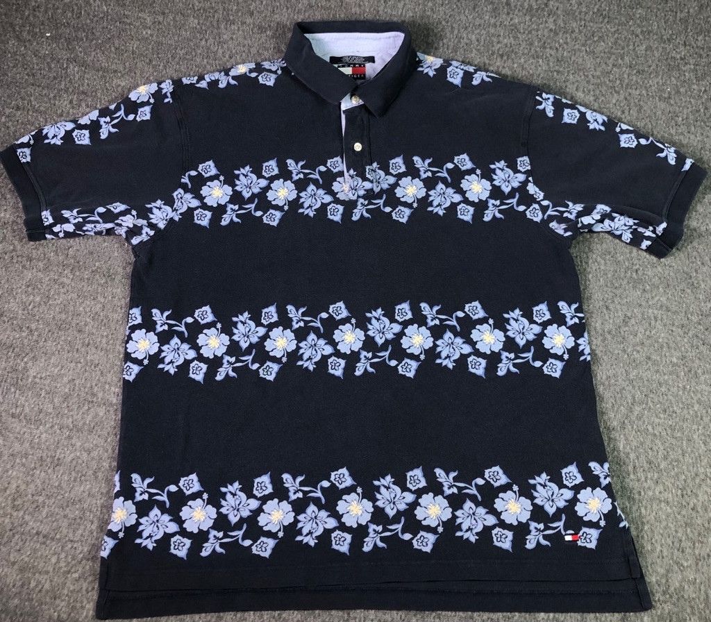 Tommy Hilfiger Tommy Hilfiger xl Hawaii wild flower blue polo shirt floral Size US XL / EU 56 / 4 - 1 Thumbnail