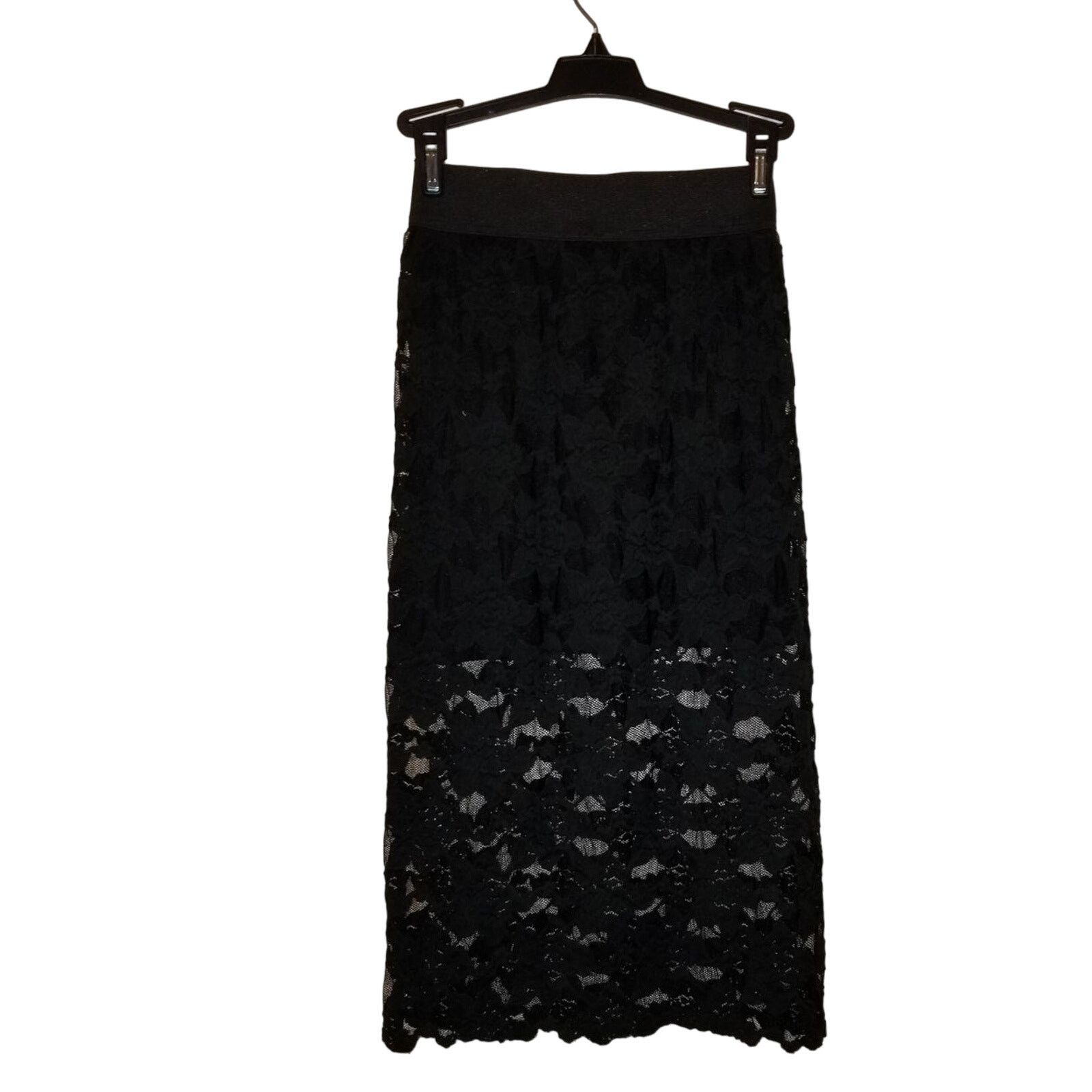 Free People New Lace Pencil Skirt Black $78 X-Small Midi Elastic Waist Size 26" / US 2 / IT 38 - 7 Thumbnail