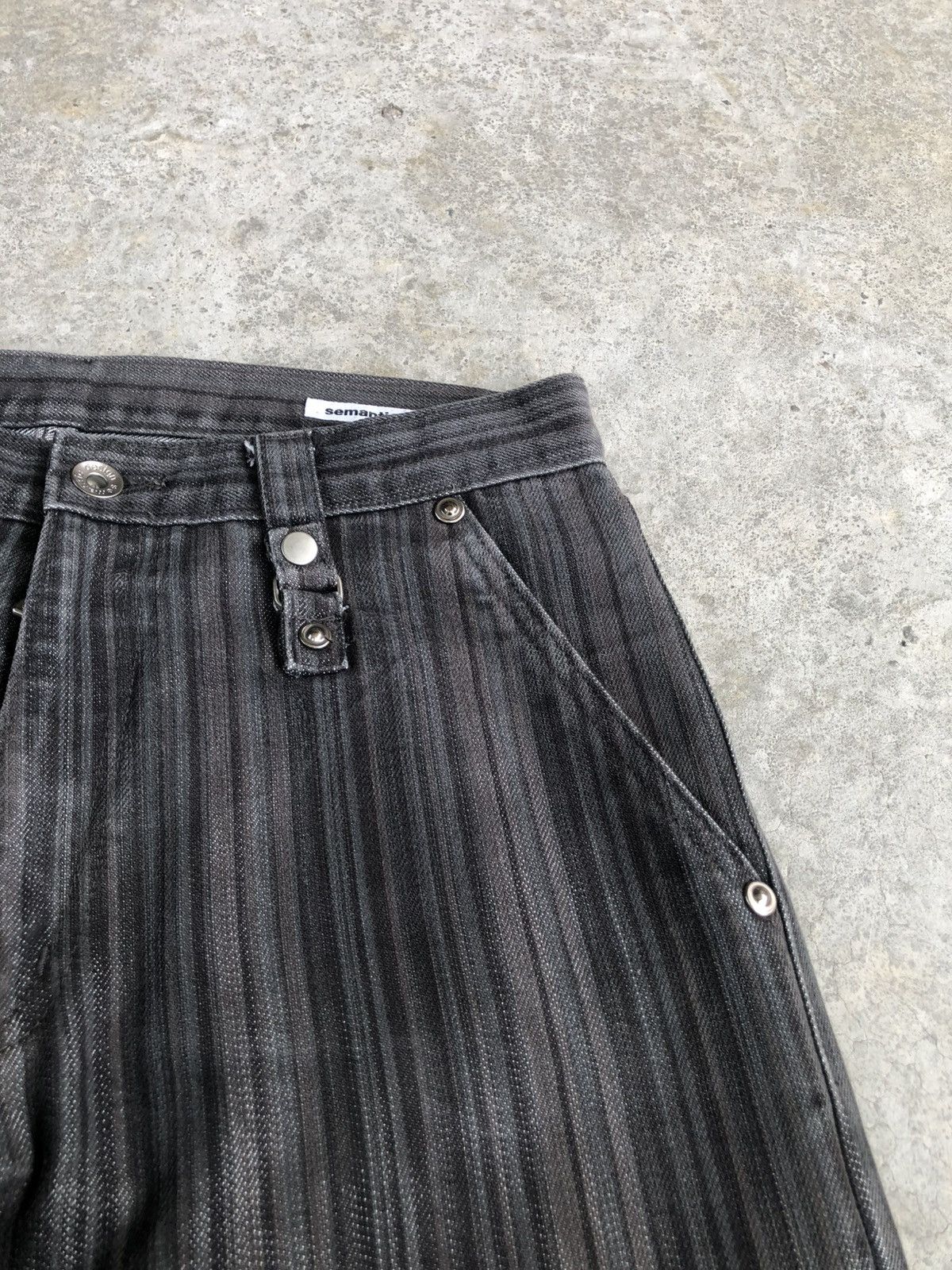 semanticdesign Japanese Semantic Design Flared Distressed Hickory Stripe Size US 29 - 15 Thumbnail