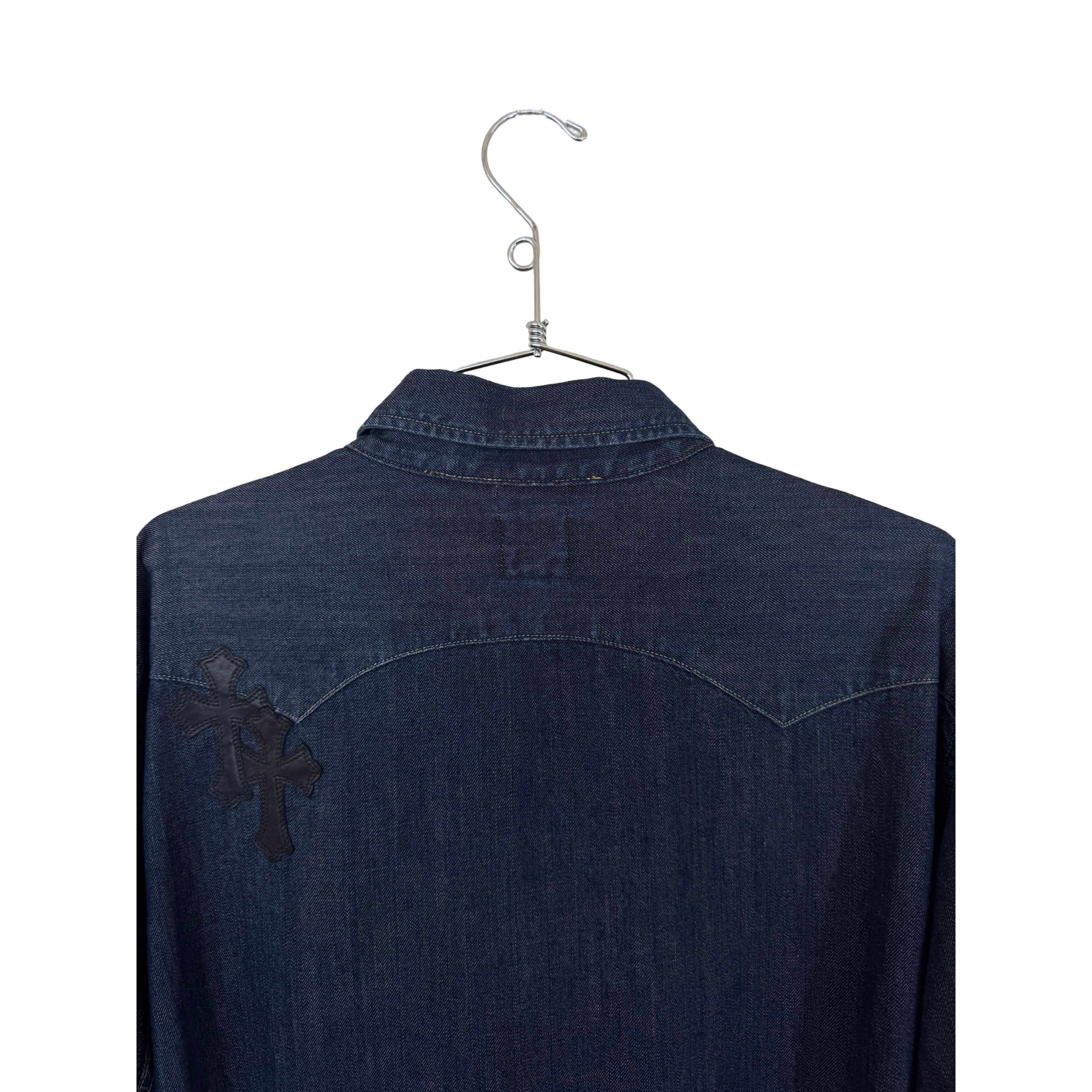 Chrome Hearts CH Levis Dark Blue Denim Shirt With Patches Size US XL / EU 56 / 4 - 11 Thumbnail