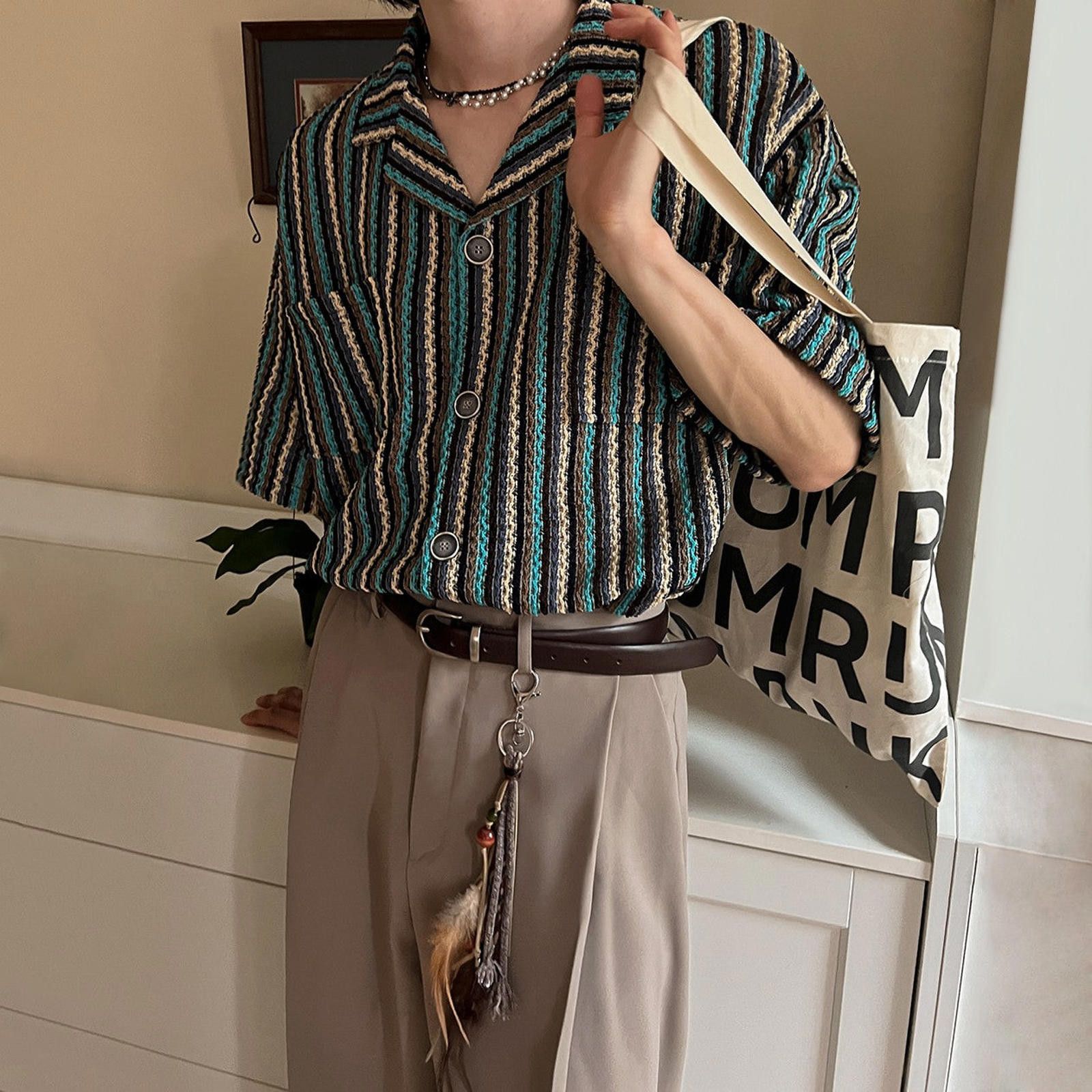 Other Striped Button Short Sleeve Shirt Size US M / EU 48-50 / 2 - 1 Thumbnail