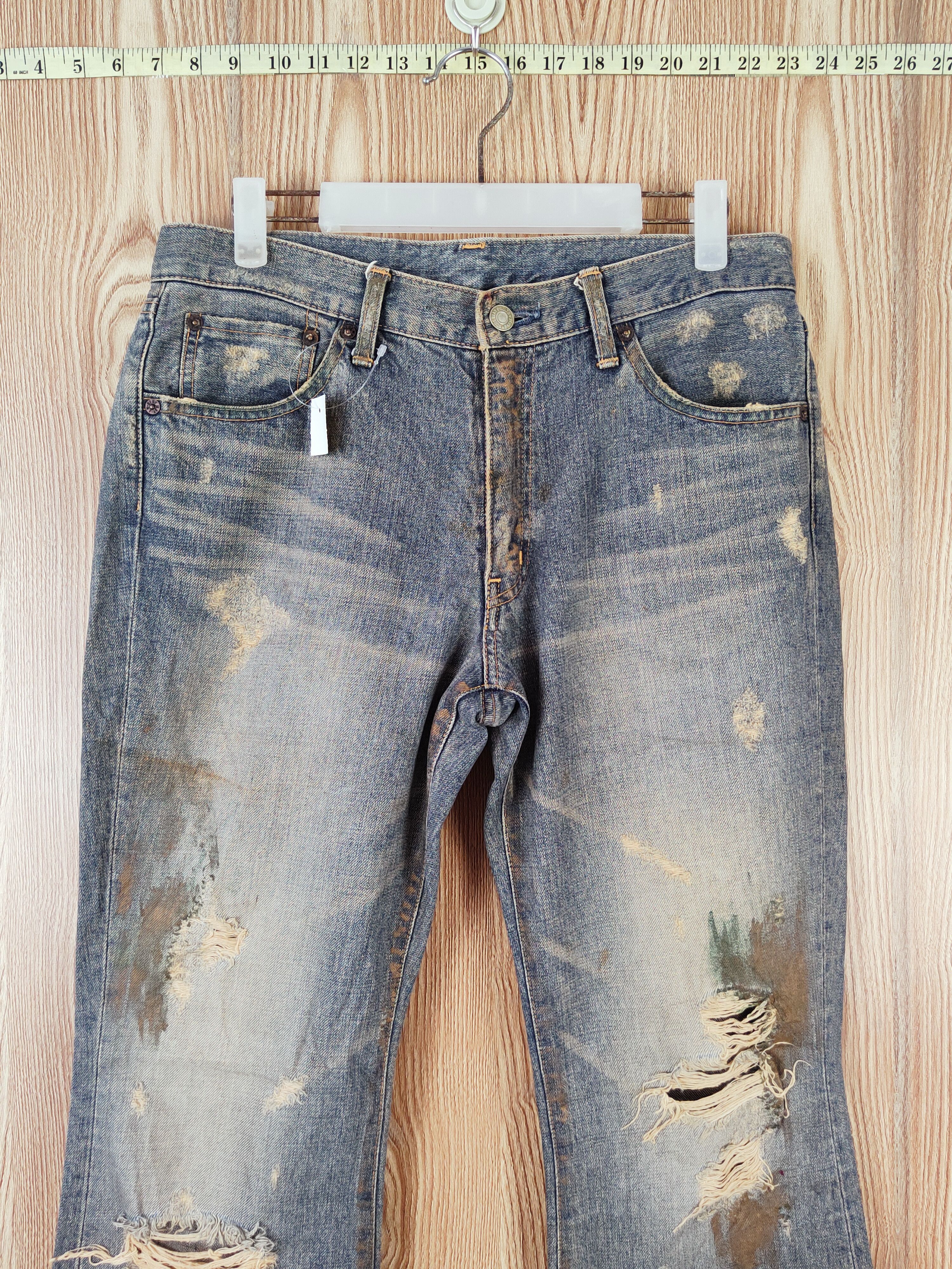 Japanese Brand Blue Way Dark Blue Faded Distressed Ripped Jeans #W784 Size US 32 / EU 48 - 2 Thumbnail