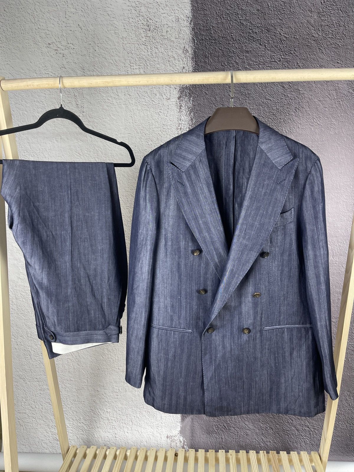 Suitsupply SUITSUPPLY Havana Low Double Breasted Slim / SOHO SA Suit Size 46R - 2 Thumbnail