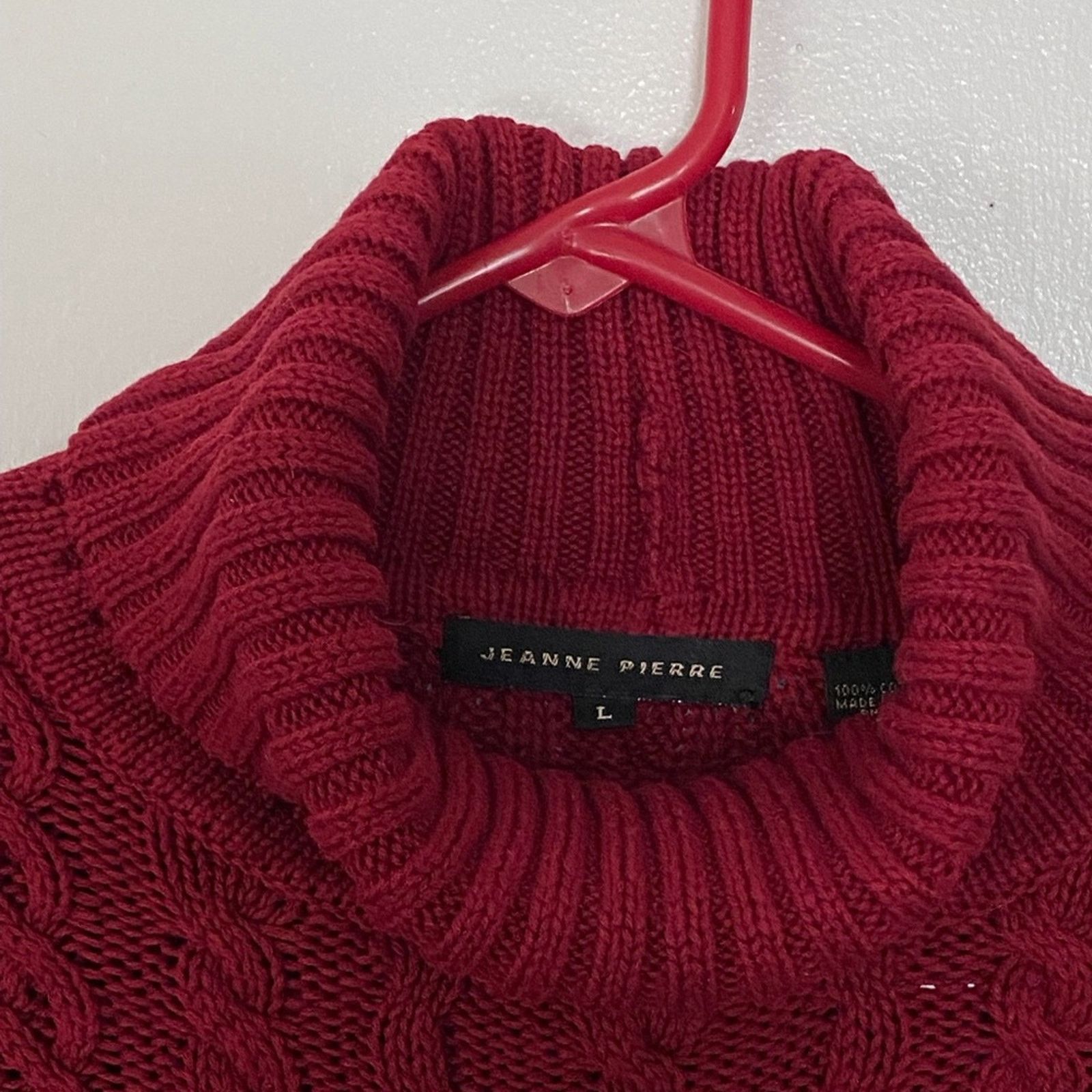 Other Vintage 90's Jeanne Pierre Red Cable Knit Turtleneck Sweater Size L / US 10 / IT 46 - 4 Thumbnail