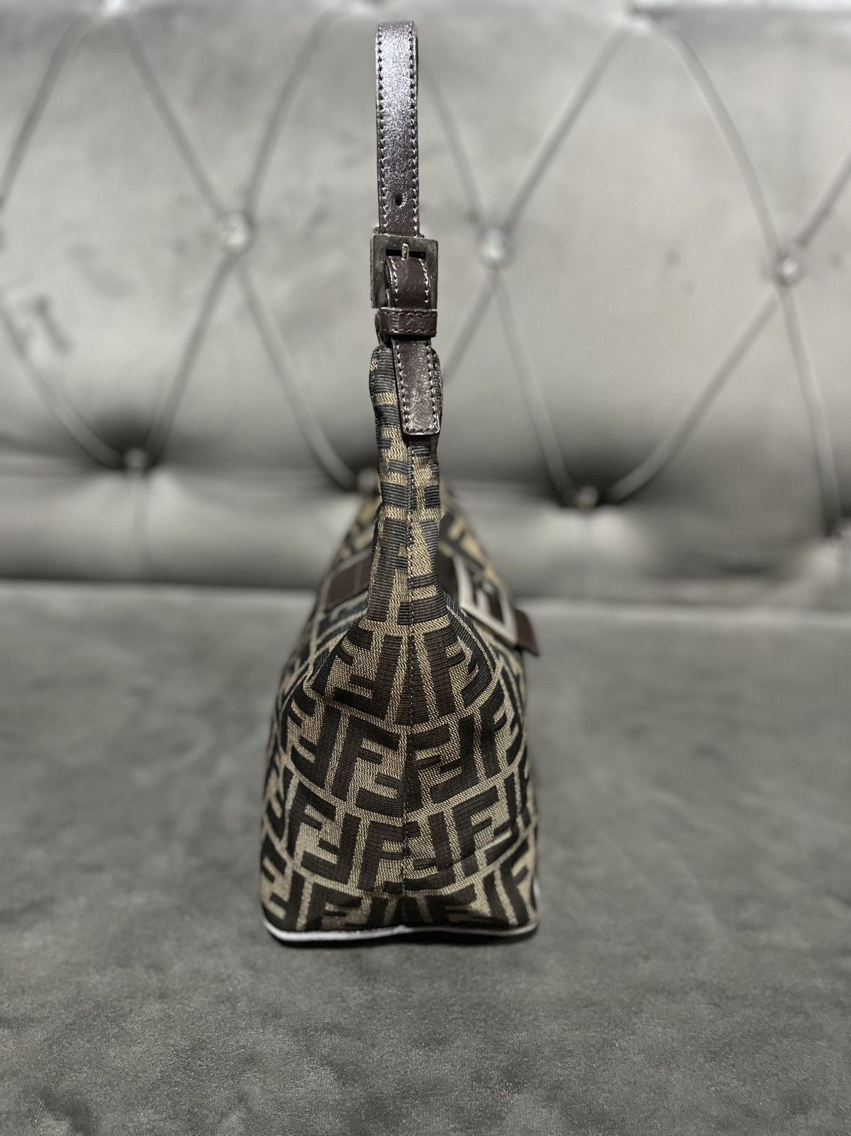 Fendi Authentic FENDI Tobacco Zucca Canvas Mia Hobo Bag Size ONE SIZE - 4 Thumbnail
