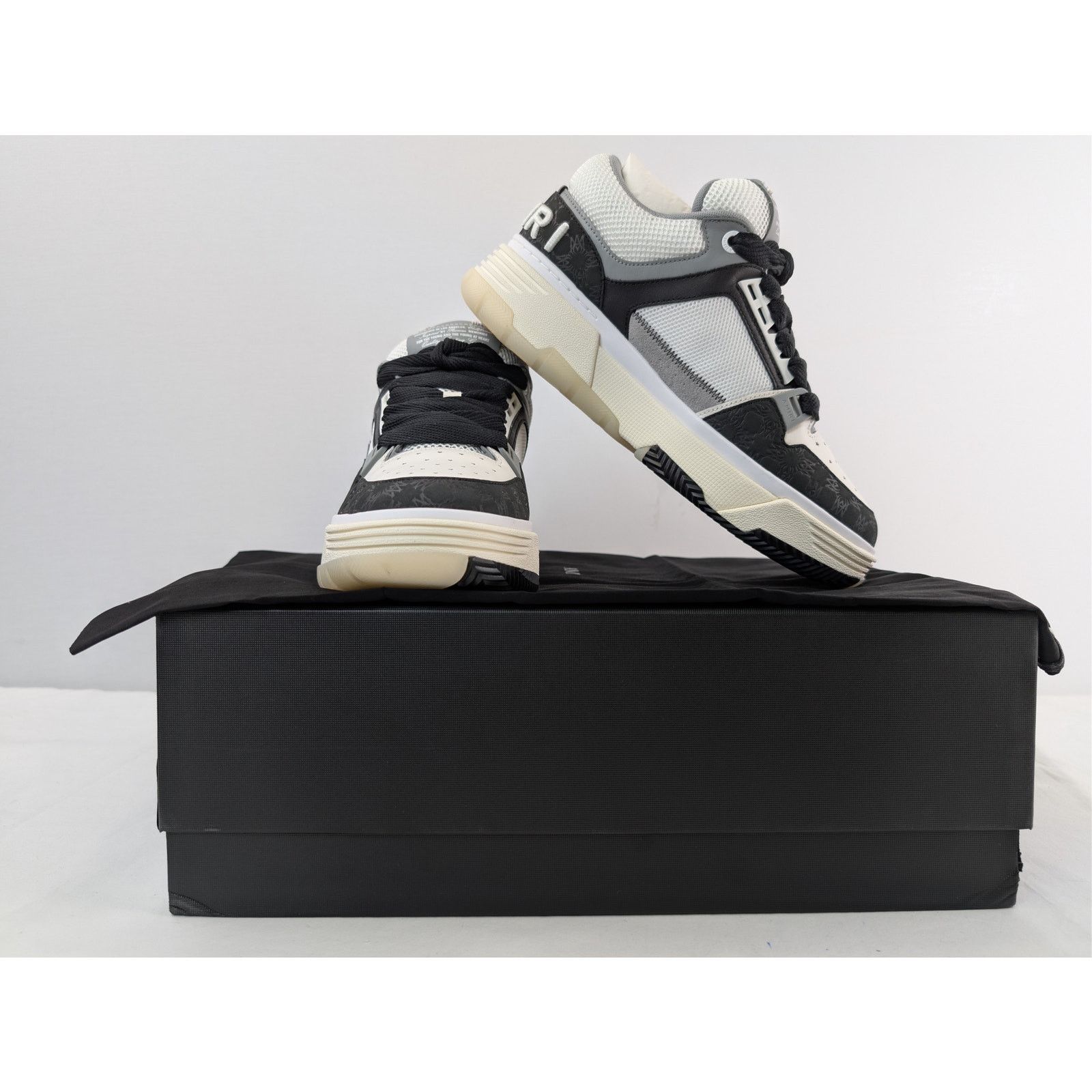 Amiri o1rshd1 MA-1 Quad Debossed Nubuck Sneakers in Black Size US 12 / EU 45 - 20 Thumbnail