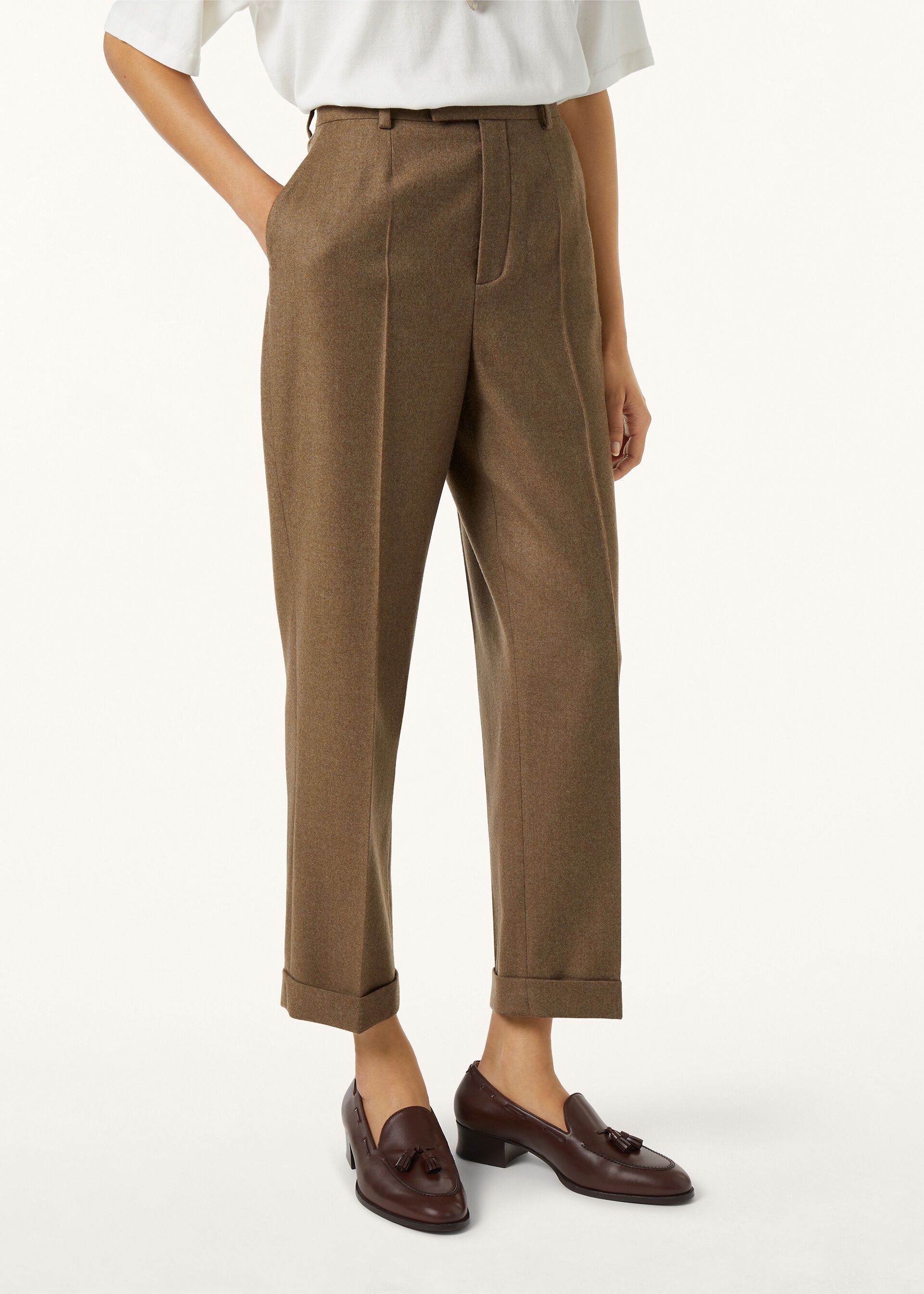 Loro Piana os11x0426 FAQ6317 Louis Pant in Mocha Glow Size 27" / US 4 / IT 40 - 4 Thumbnail