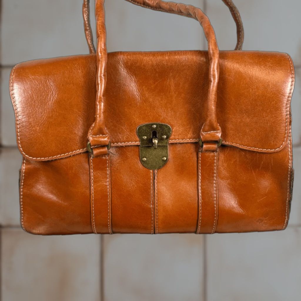 Patricia Nash Patricia Nash Vienna Satchel Leather Shoulder Bag Medium Womens Tan Brown Multicolor Purse Bag Size ONE SIZE - 1 Thumbnail