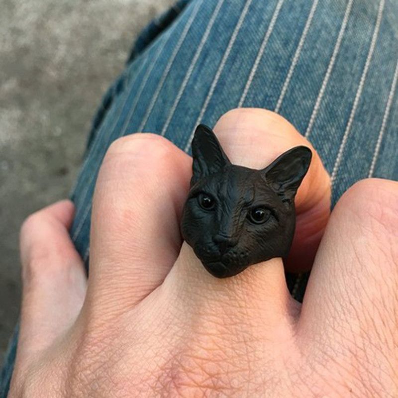 Jewelry Big head cat ring Size ONE SIZE - 1 Thumbnail