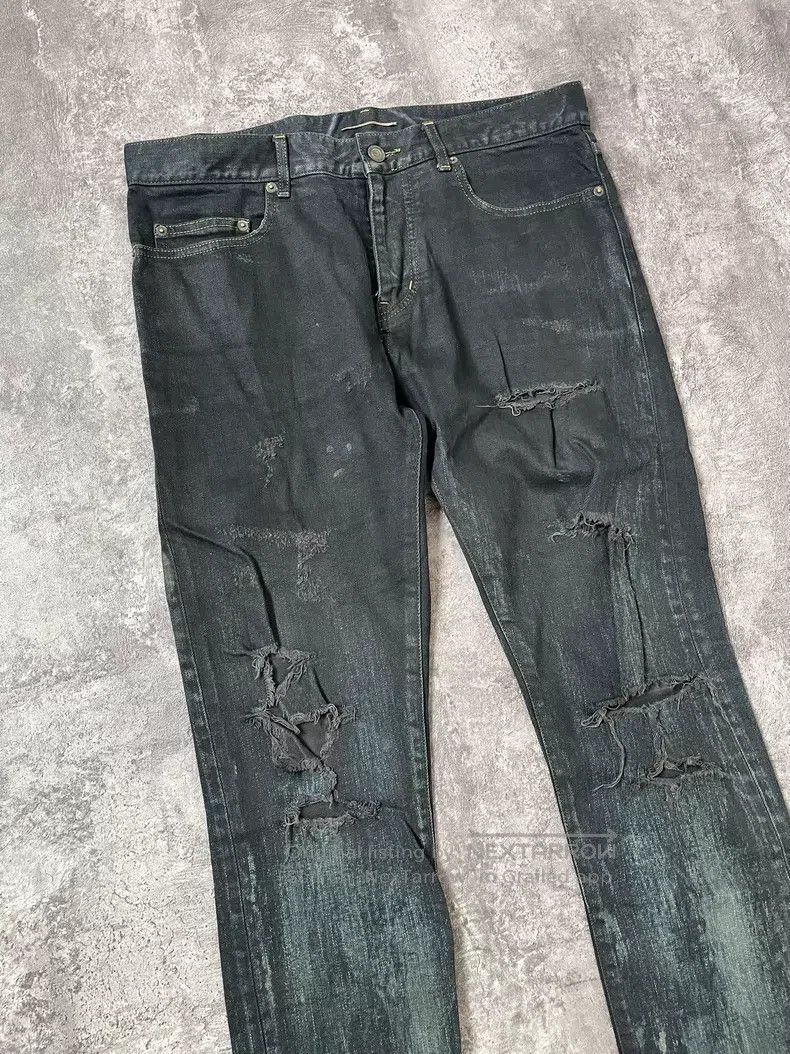 Saint Laurent Paris Saint Laurent Paris Oil Stain Ripped Destroyed Denim Pants Size US 32 / EU 48 - 2 Thumbnail