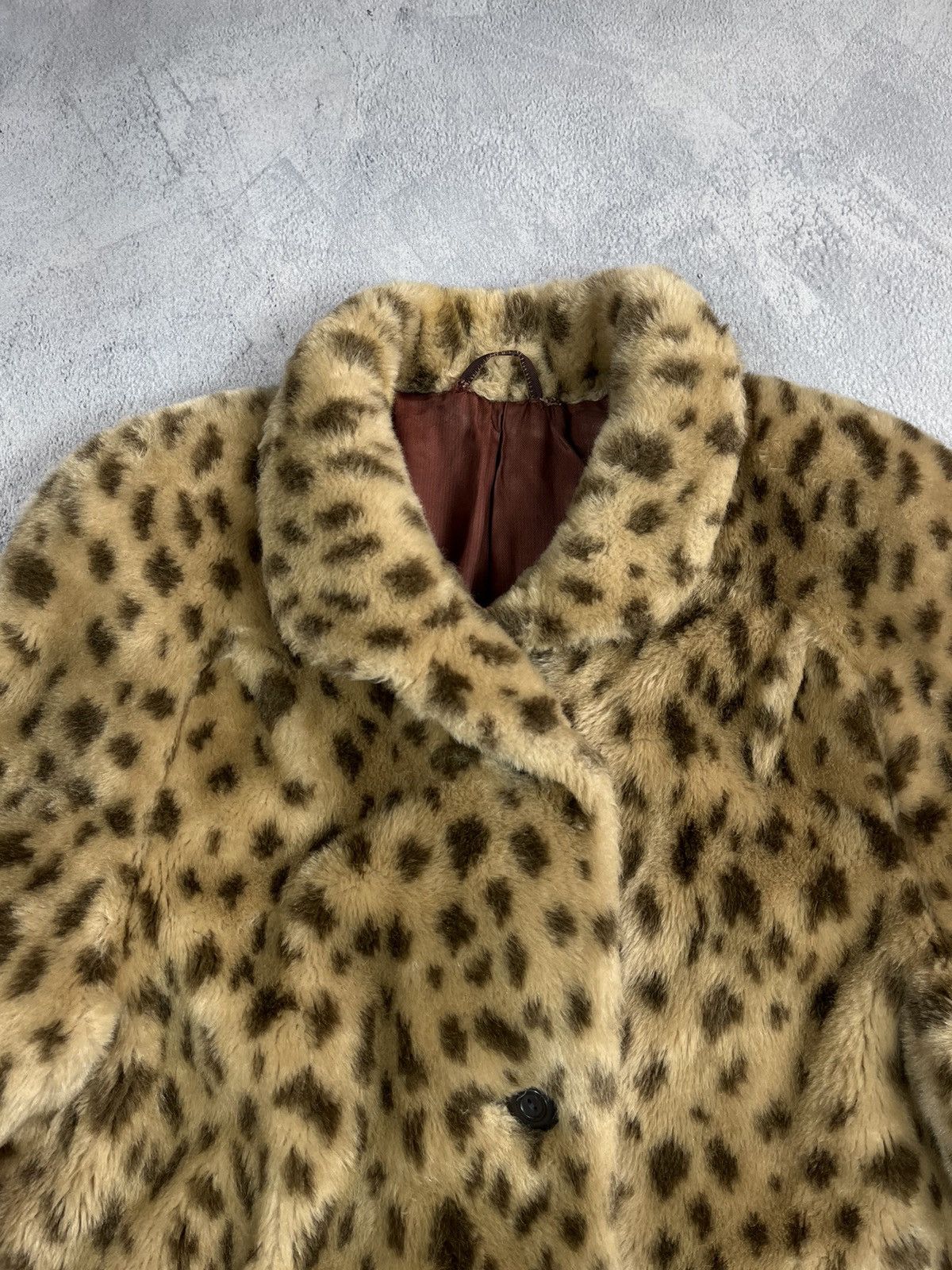 Japanese Brand × Vintage Vintage 90s Fur Faux elongated leopard coat jacket Size L / US 10 / IT 46 - 7 Thumbnail