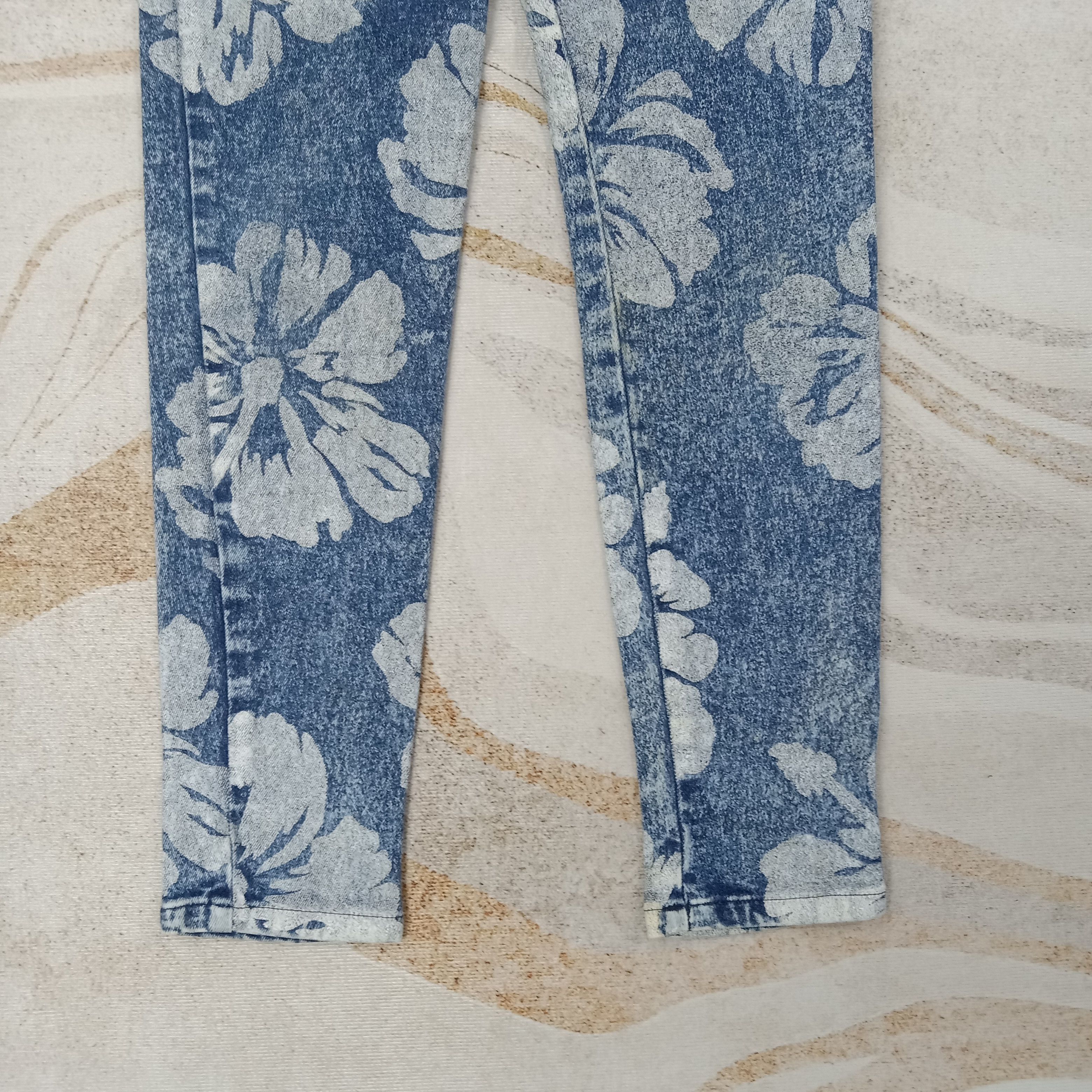 Japanese Brand Ryu Sports Japanese Flower Art Denim Jeans C258N26 Size 23" - 4 Thumbnail