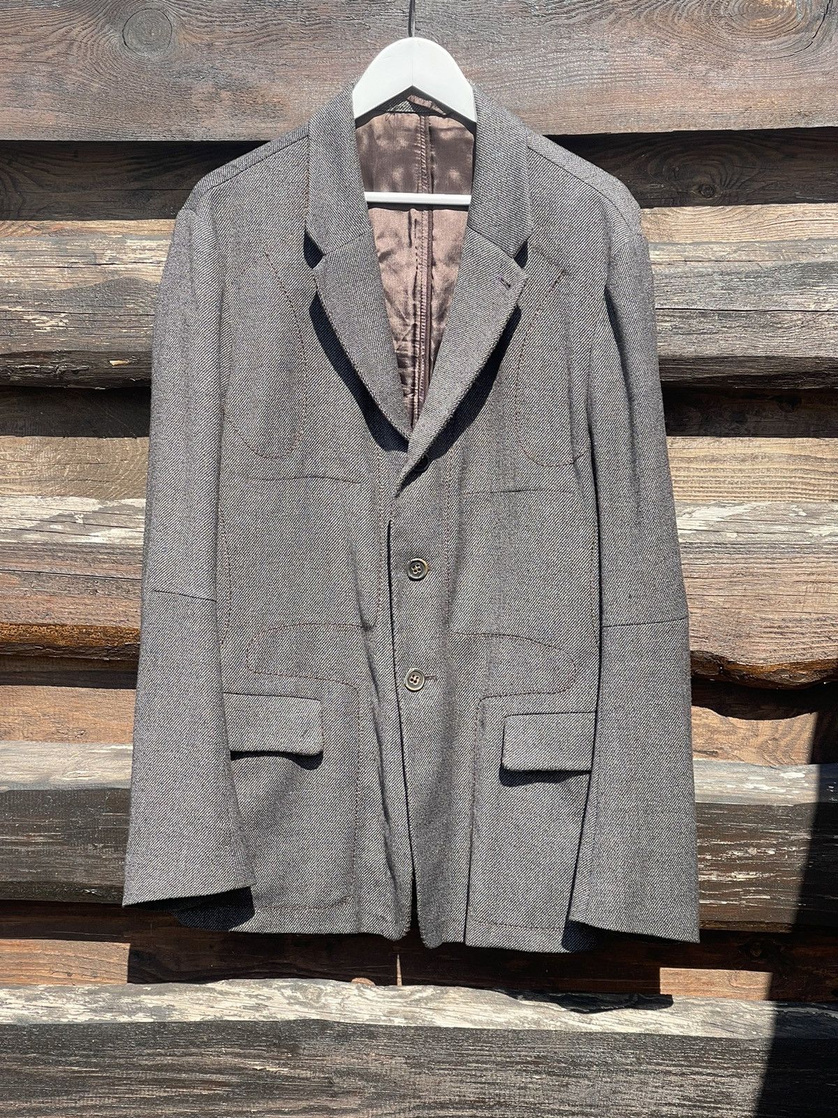 Marithe + Francois Girbaud Marithe Francois Girbaud grey pattern wool blazer jacket Size 54R - 7 Thumbnail