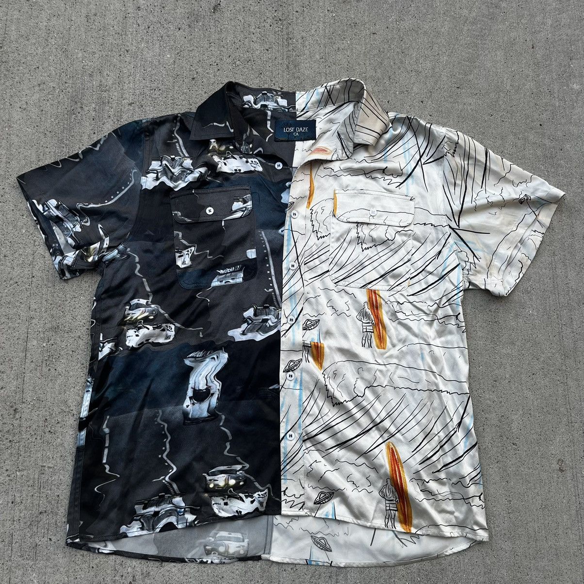 Lost Daze Lost Daze Split Silk Button Down Liquify Surf Sketch Men’s Size US L / EU 52-54 / 3 - 1 Thumbnail