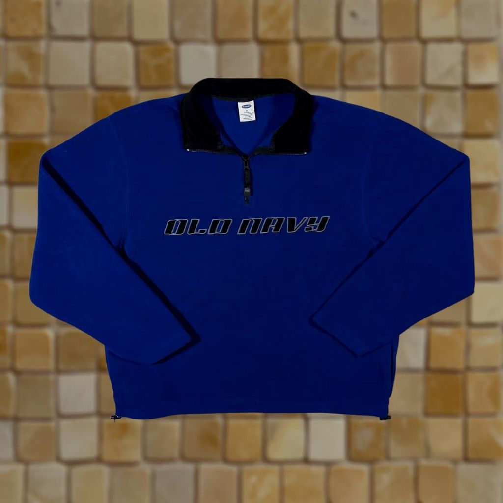 Old Navy Old Navy Sweatshirt Pullover 1/4 Zip Fleece Blue XL Men Embroidered Spellout Size US XL / EU 56 / 4 - 1 Thumbnail