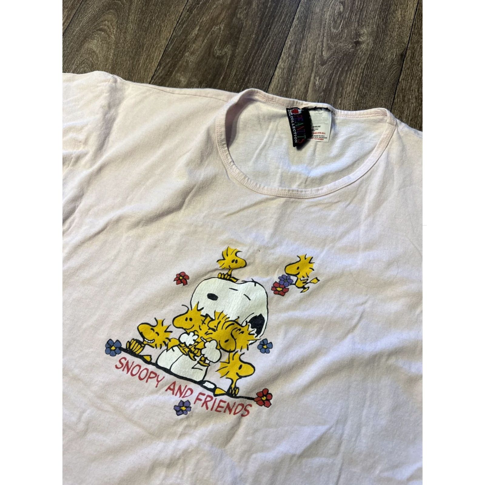 Peanuts VINTAGE 90s Peanuts Snoopy and Friends Woodstock Sleep Shirt Pajama Nighty OSFA Women Pink One Size Sleepshirt Size ONE SIZE - 2 Thumbnail