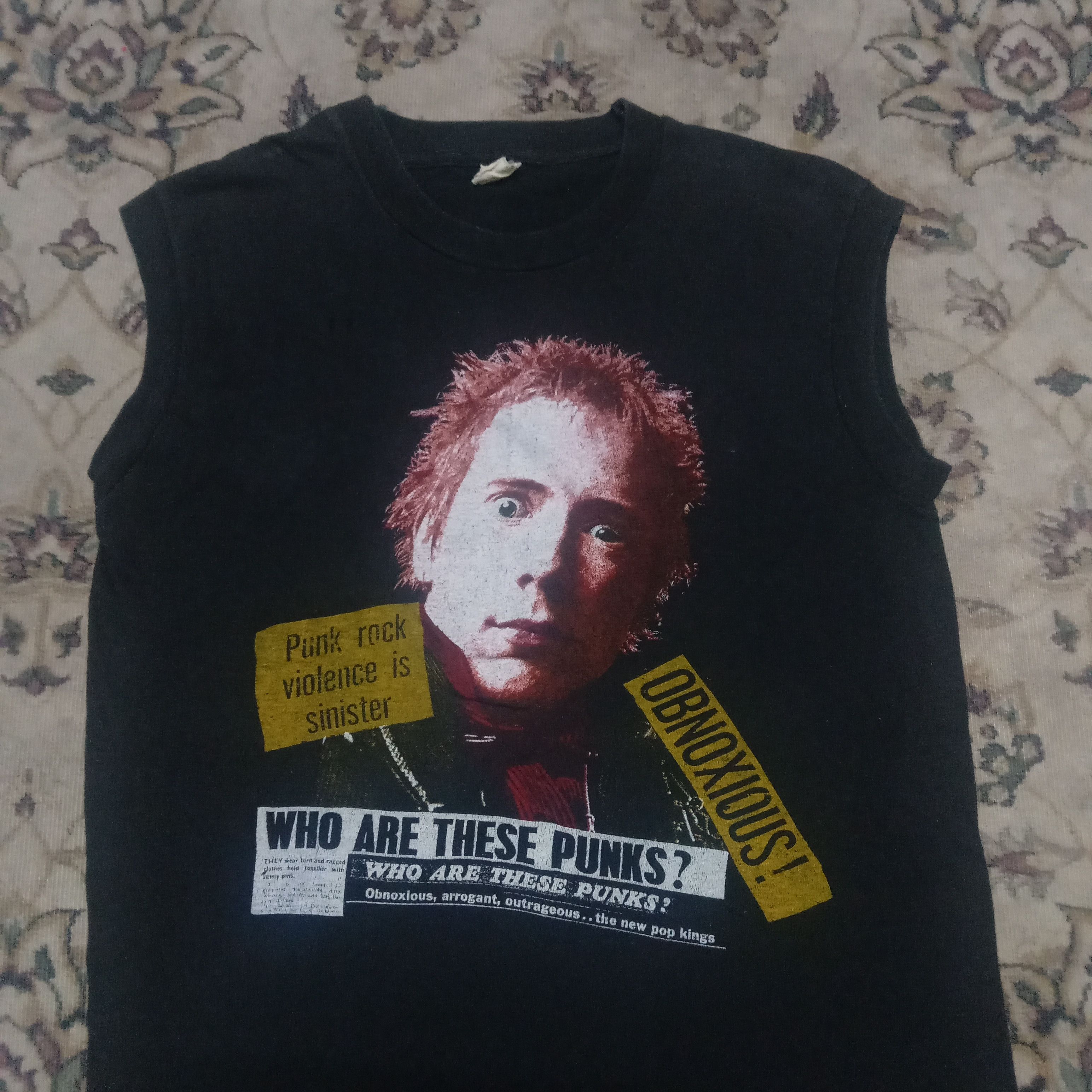 image of Avant Garde x Seditionaries Vintage OG 80's Johnny Rotten Sex Pistols Sleeveless Tee in Black (Size