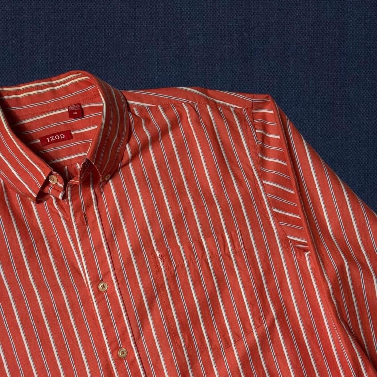 Izod IZOD striped button down shirt large red white cotton Size US L / EU 52-54 / 3 - 4 Thumbnail