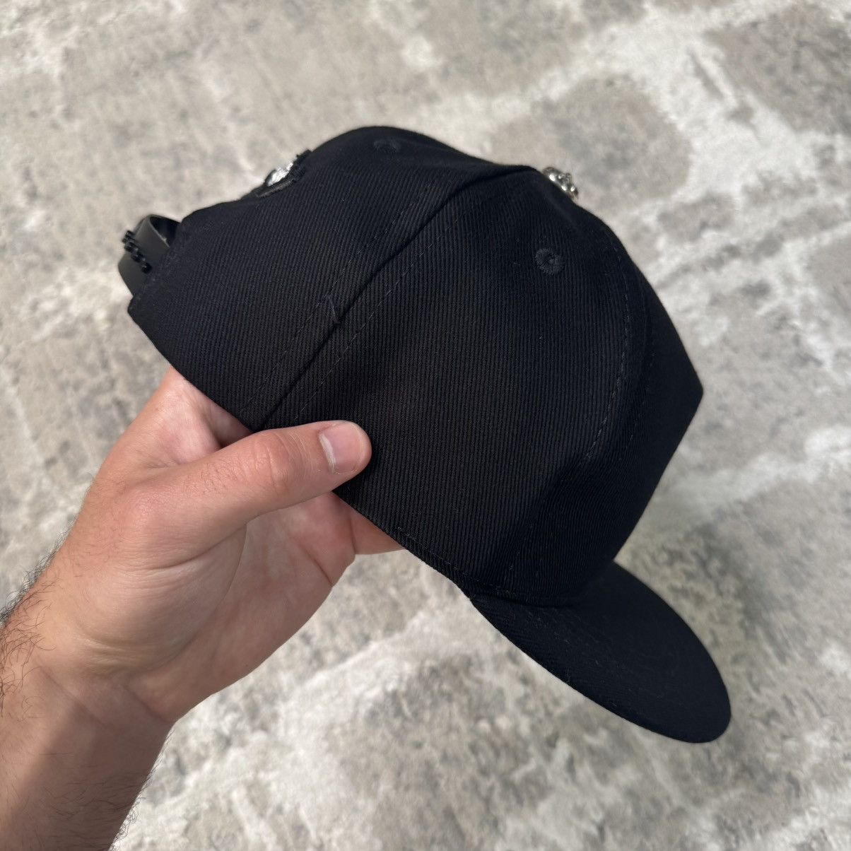 Chrome Hearts Dagger logo waxed denim baseball hat Size ONE SIZE - 6 Thumbnail