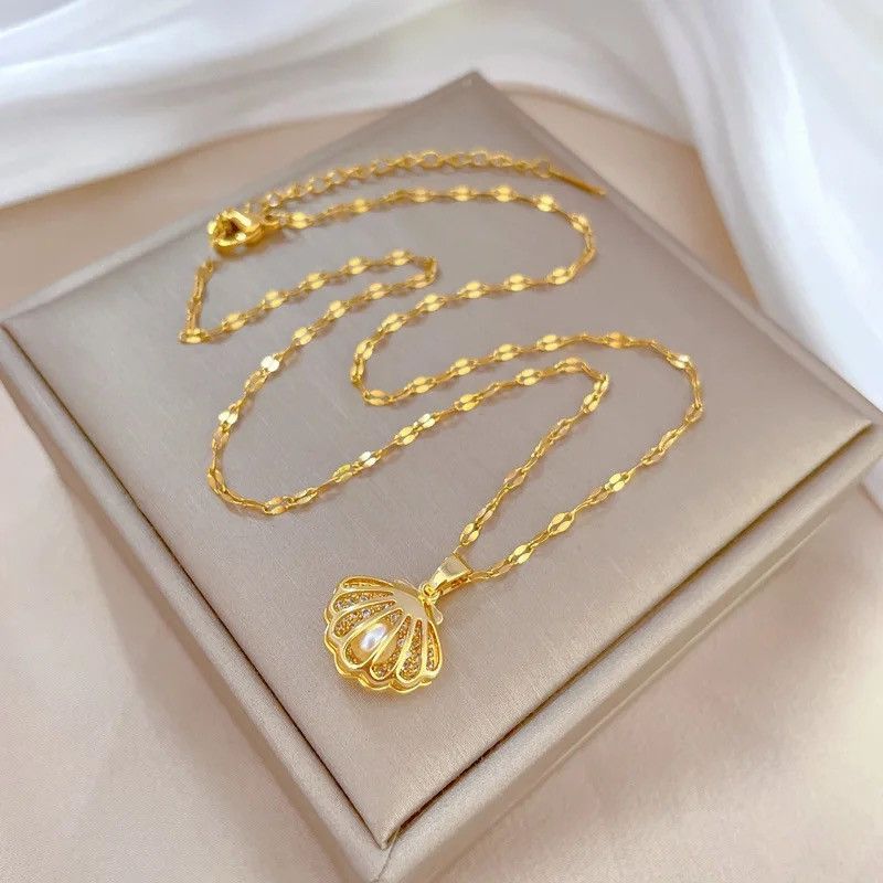 Jewelry Vintage Hollow Shell Pearl Necklace Size ONE SIZE - 4 Thumbnail