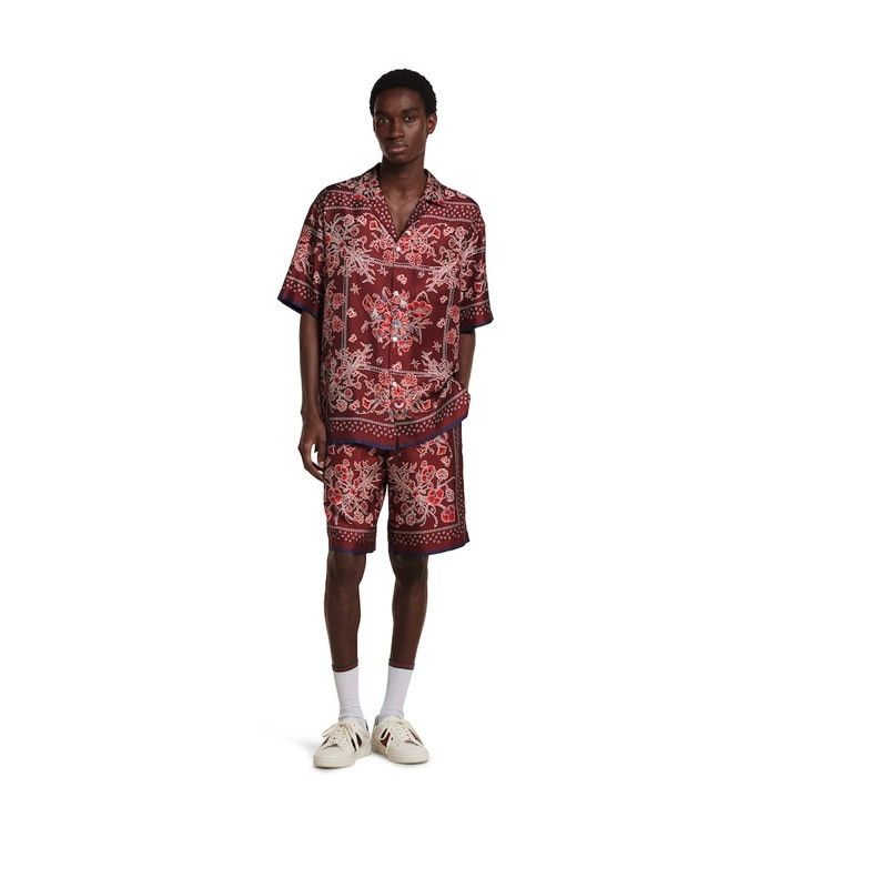 Gucci oc11z526 Printed Silk Twill Shorts in Red Size US 32 / EU 48 - 2 Thumbnail