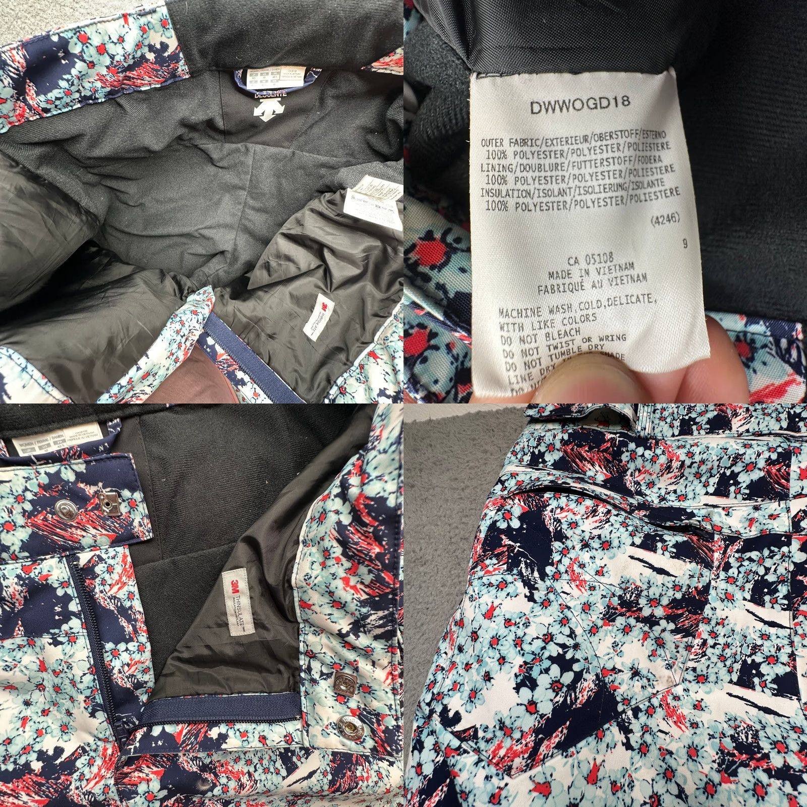 Vintage Descente Norah Ski Snowboard Pants Womens 10 Floral Blue Pink 34x31 Size 32" / US 10 / IT 46 - 8 Thumbnail