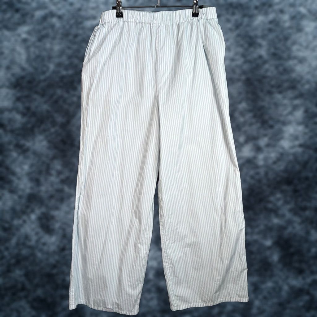 Vintage Lovers + Friends Womens Pants Blue White Striped Cotton Wide-Leg Ankle 30in Inseam M Medium 28in Waist Womens Size 32" / US 10 / IT 46 - 1 Thumbnail