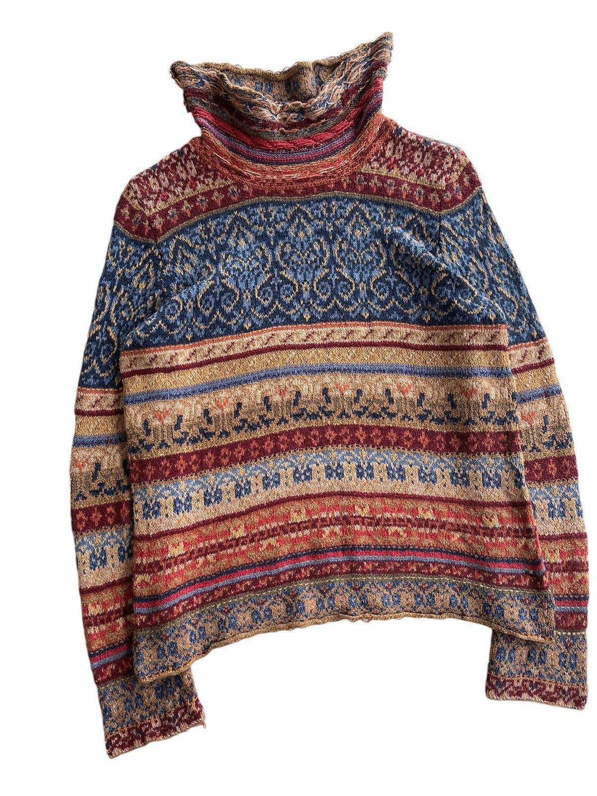 Brooks David Brooks High Neck Printed Winter Knitted Size L / US 10 / IT 46 - 4 Thumbnail