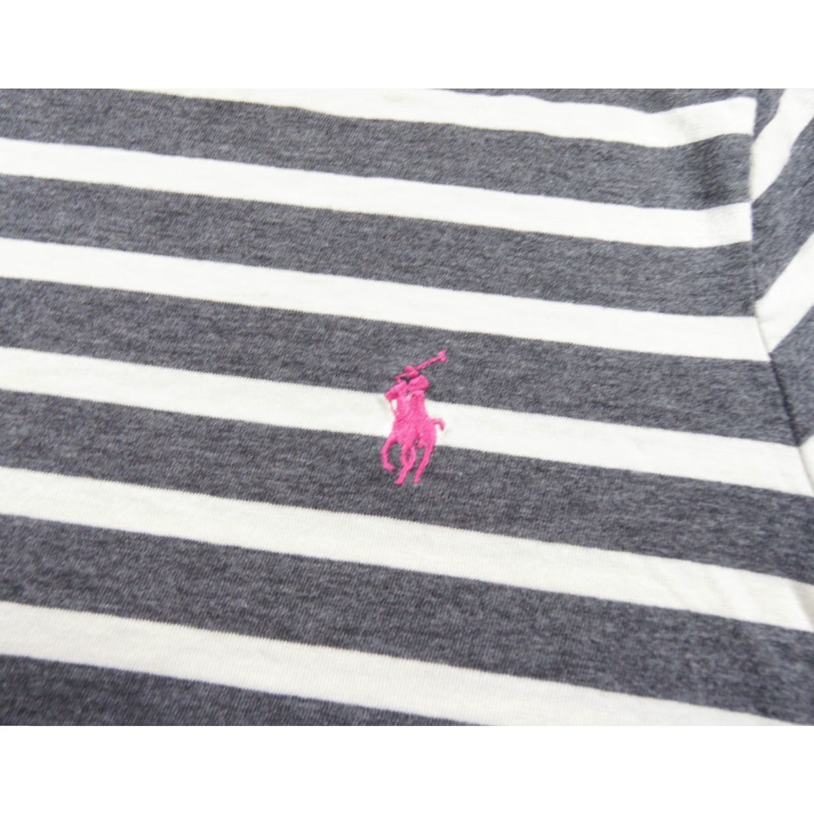 Polo Ralph Lauren Ralph Lauren Sport Shirt Womens Large Gray Short Sleeve Crewneck Striped Ladies Shirt Size L / US 10 / IT 46 - 3 Thumbnail