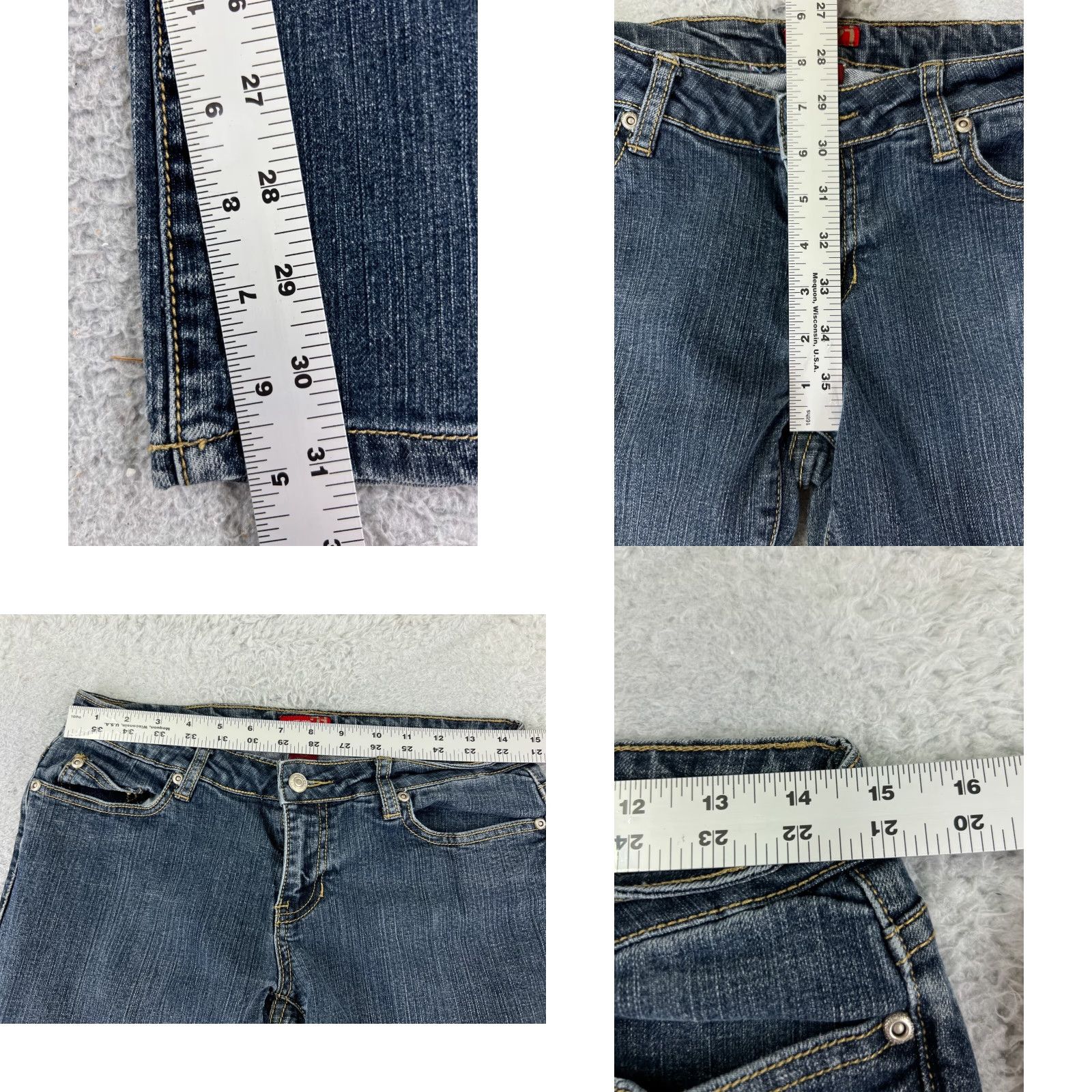 Denime Twentyone Jeans Women Boots-cut Denim Blue 29x31 Low Rise Distressed Cotton 5-Pocket Regular Size 29" - 8 Thumbnail