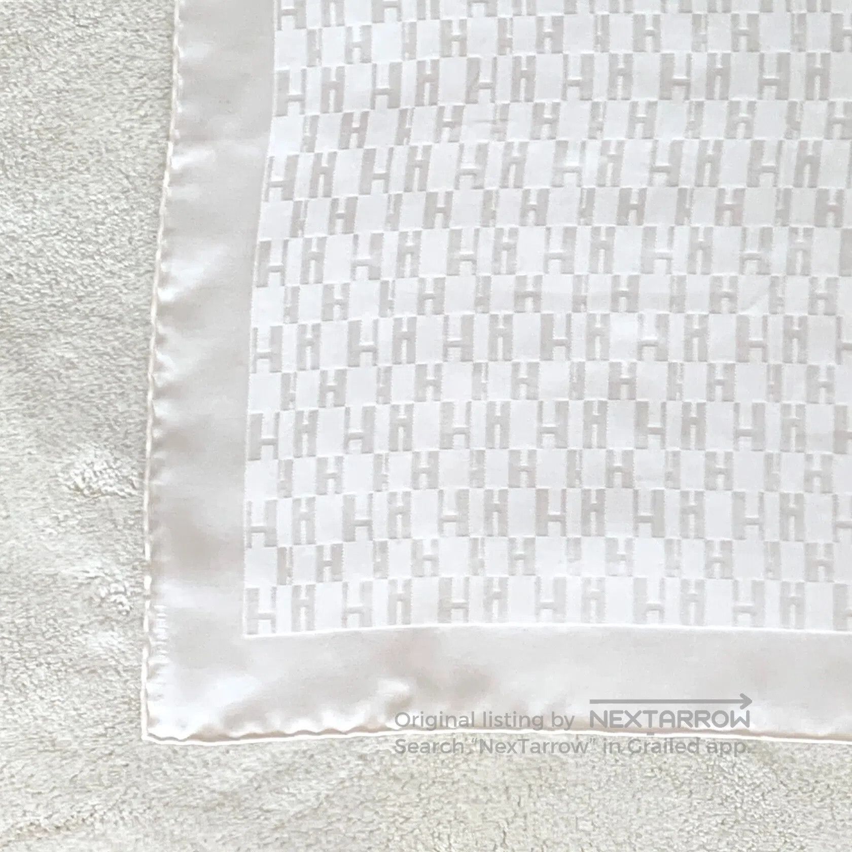 Hermes Hermes White H Letter Full Print Silk Scarf| Size ONE SIZE - 5 Thumbnail
