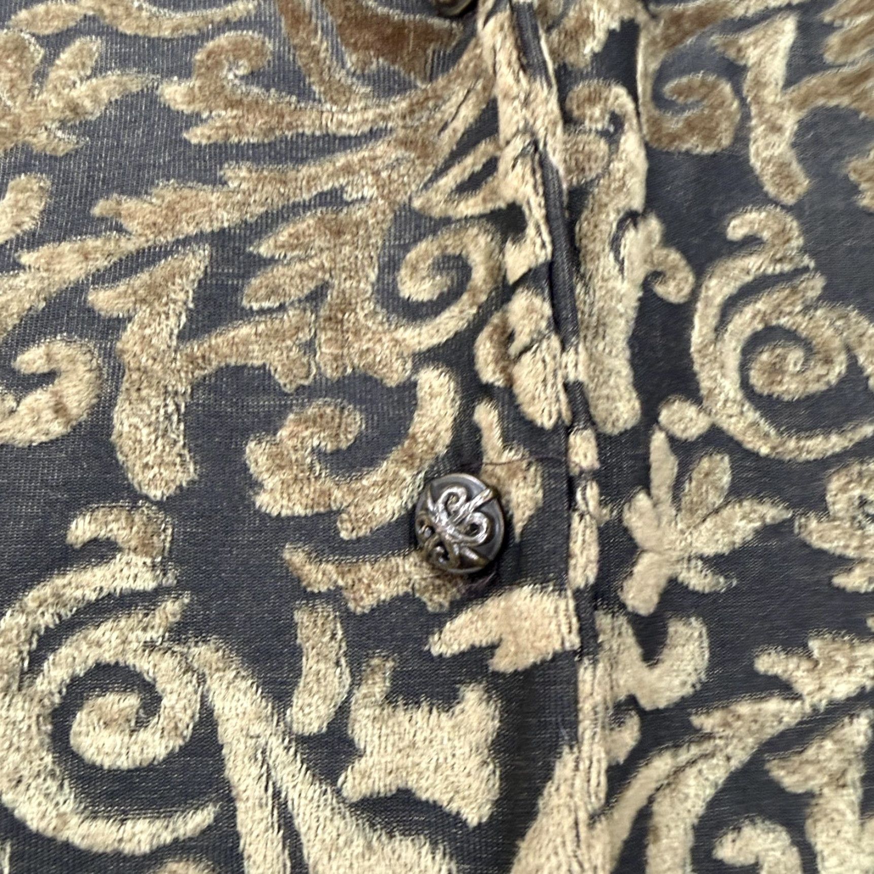Diane von Furstenberg VINTAGE Diane von Furstenberg Blouse Womens 1X Black Gold Velvet Burnout USA 90s Size XL / US 12-14 / IT 48-50 - 2 Thumbnail