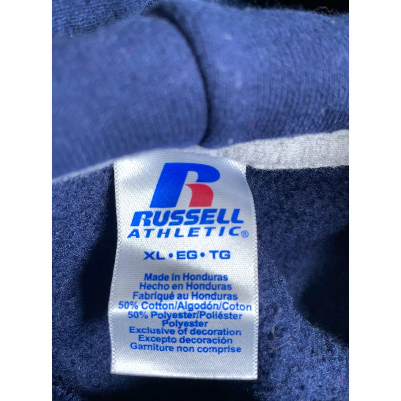 Russell Athletic VINTAGE Russell Athletic Hoodie Art Teacher Print 90s XL Dark Blue Sweatshirt 50-50 Cotton-Poly Mens Adult Regular Size US XL / EU 56 / 4 - 3 Thumbnail