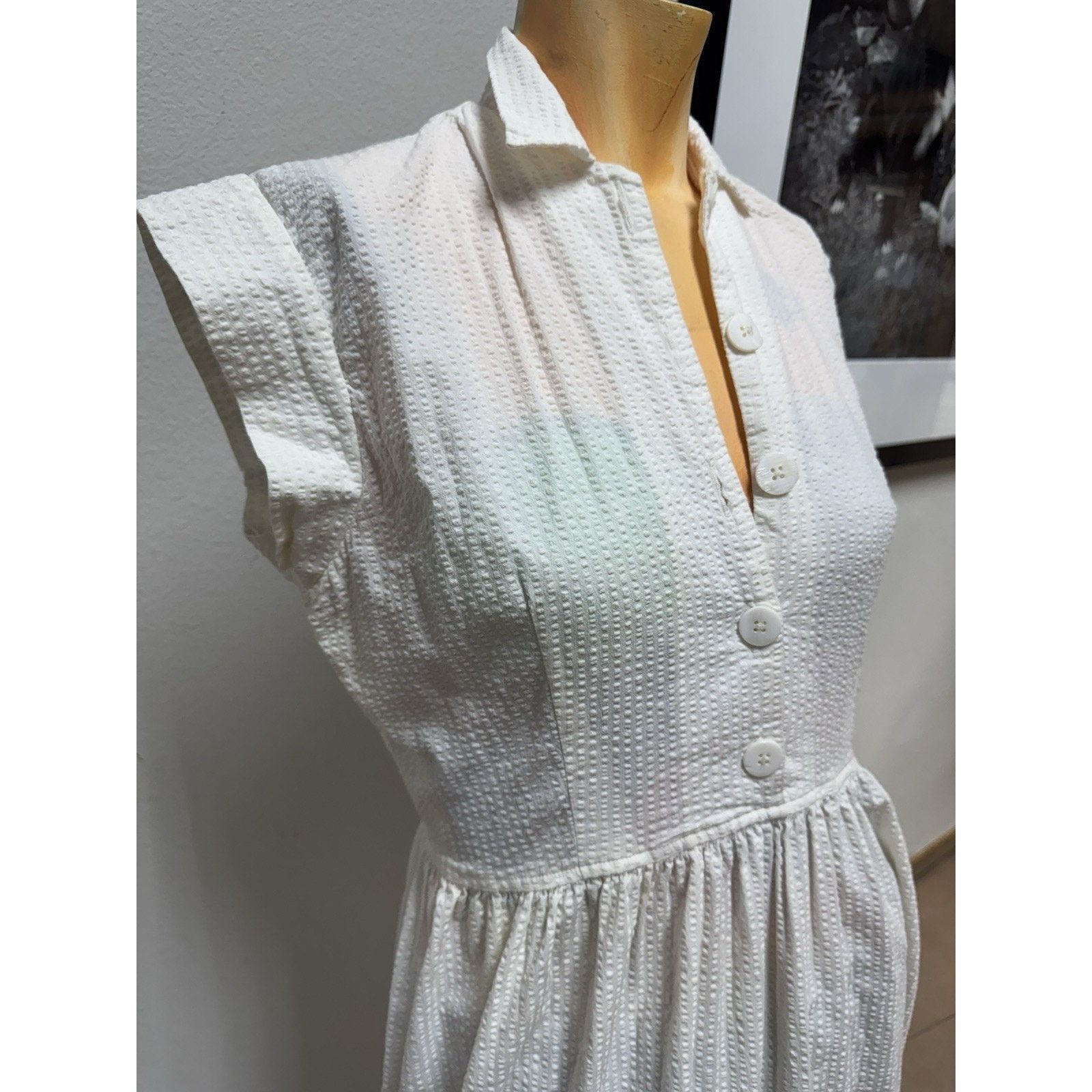 Christy Dawn Christy Dawn M Textured Cotton Midi Dress Size M / US 6-8 / IT 42-44 - 8 Thumbnail