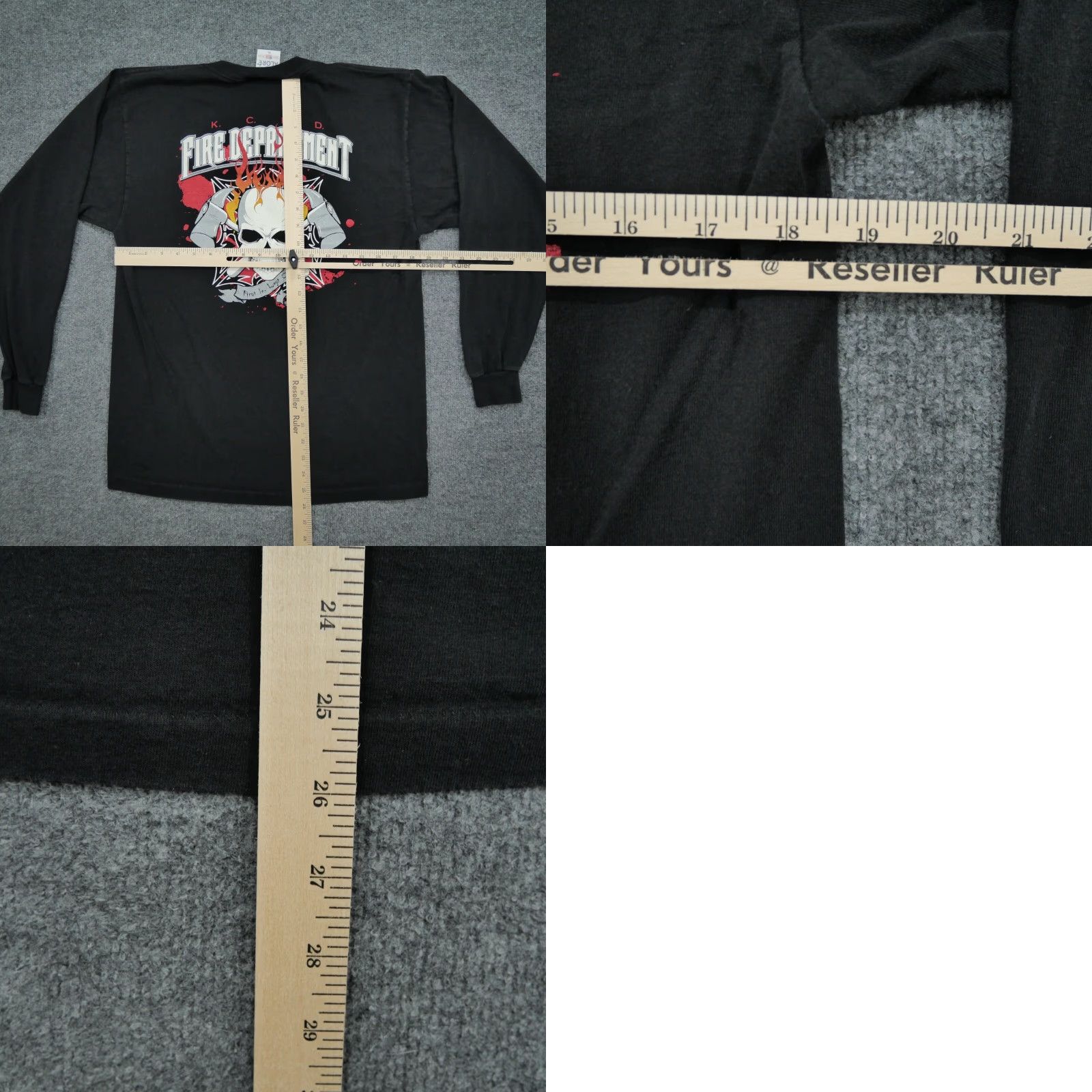 Vintage VINTAGE Fire Department T Shirt Adult Medium Black 90s KC FD Skull Kansas City Alore Mens Shirts Size US M / EU 48-50 / 2 - 8 Thumbnail