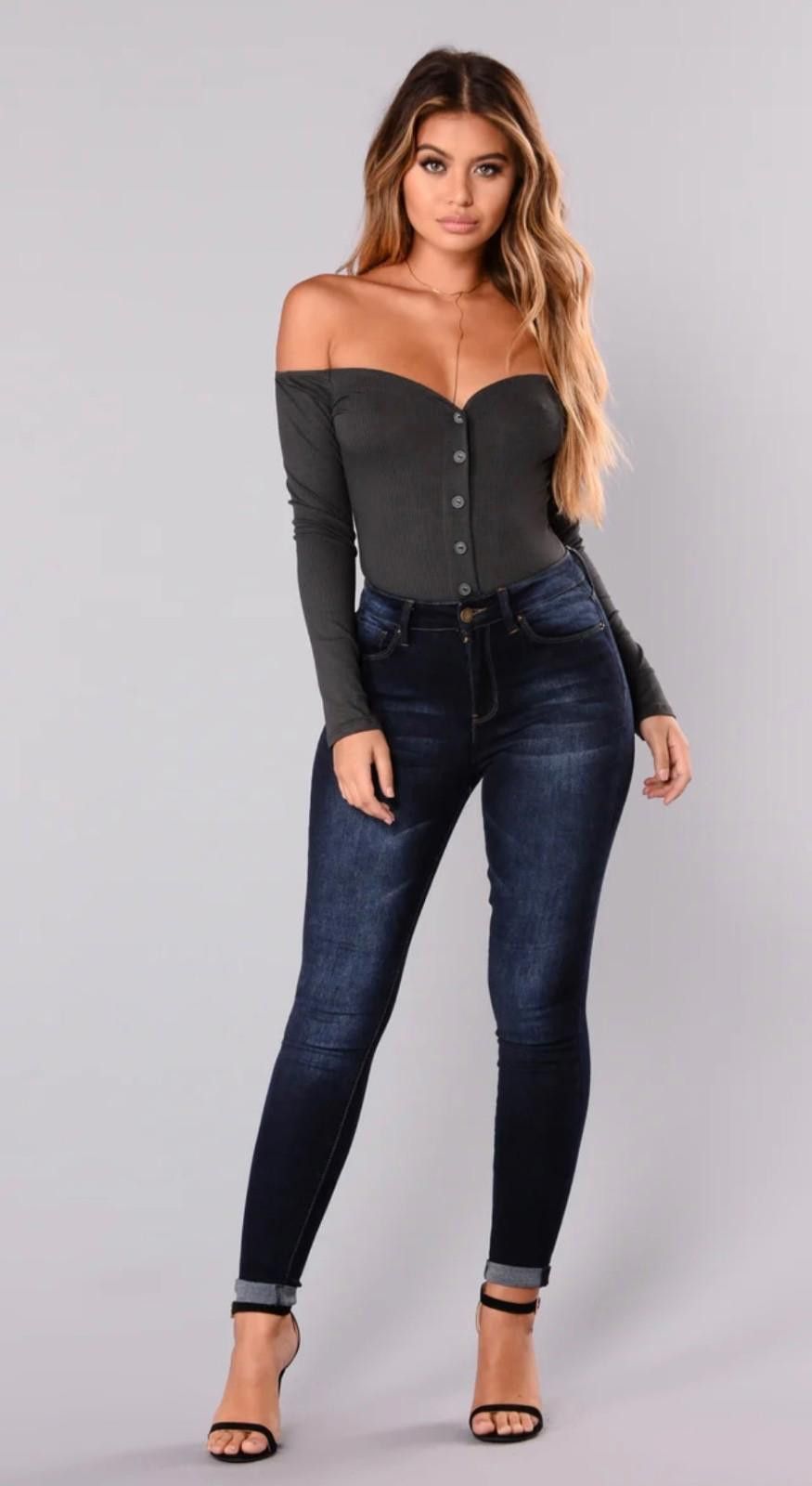 Fashion Victim FASHION NOVA Off-Shoulder Bodysuit in Charcoal (SMALL) Size S / US 4 / IT 40 - 6 Thumbnail