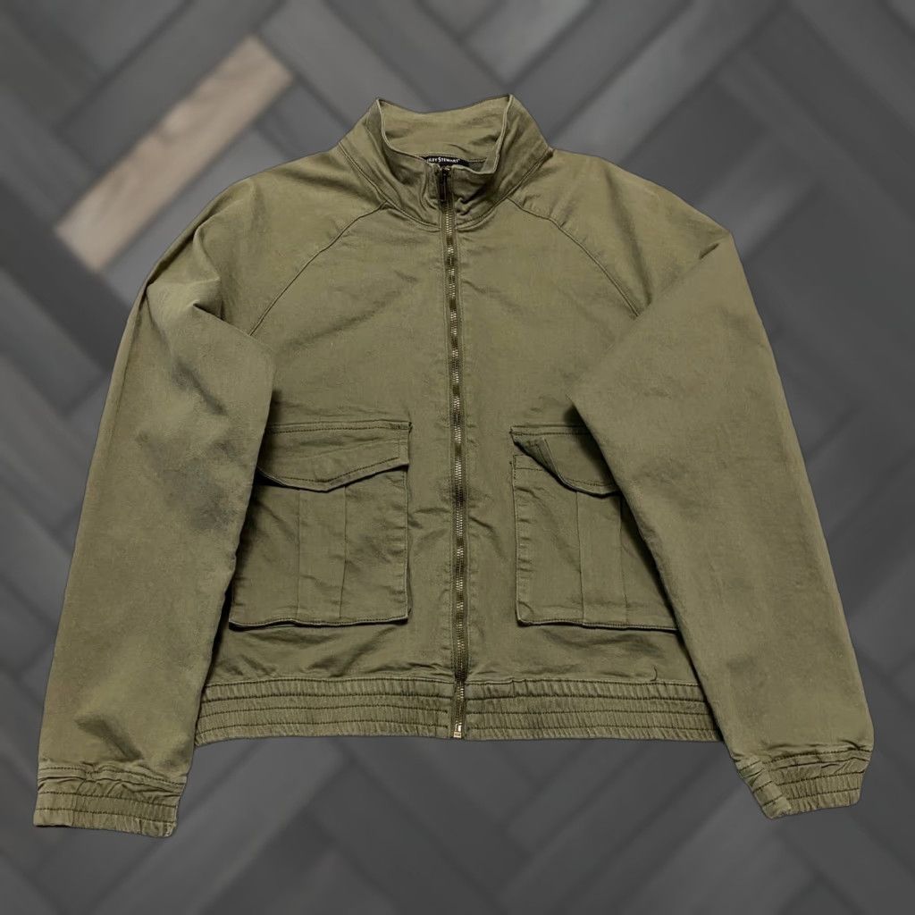 Vintage Ashley Stewart Jacket Women Bomber Olive Green Full Zip Pockets Size 14/16 Canvas Cotton Casual Spring Fall Size XL / US 12-14 / IT 48-50 - 1 Thumbnail