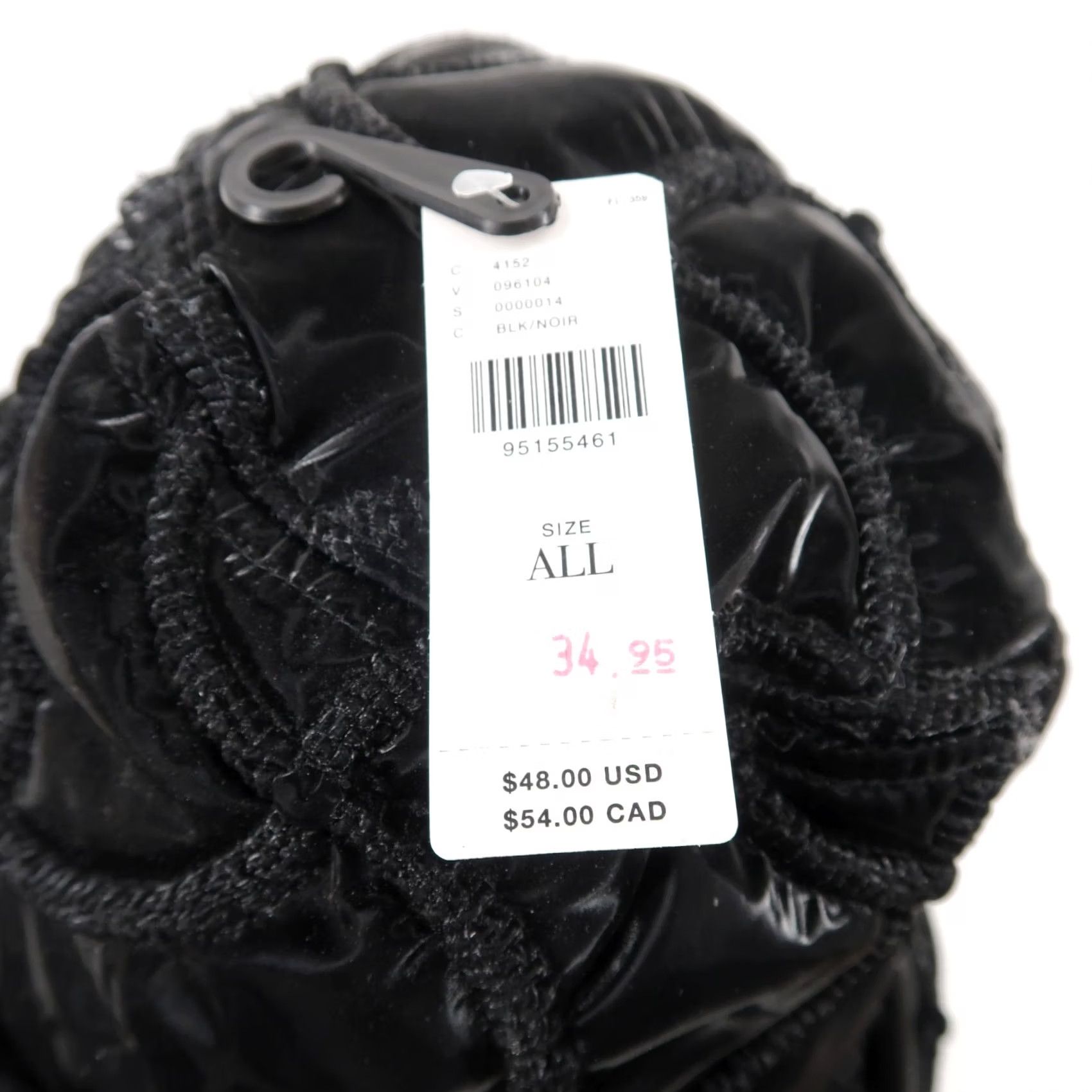 Anthropologie Anthropologie Bucket Hat Womens One Size Black Quilted Puffer Shiny Zig Zag Stitching Size ONE SIZE - 3 Thumbnail