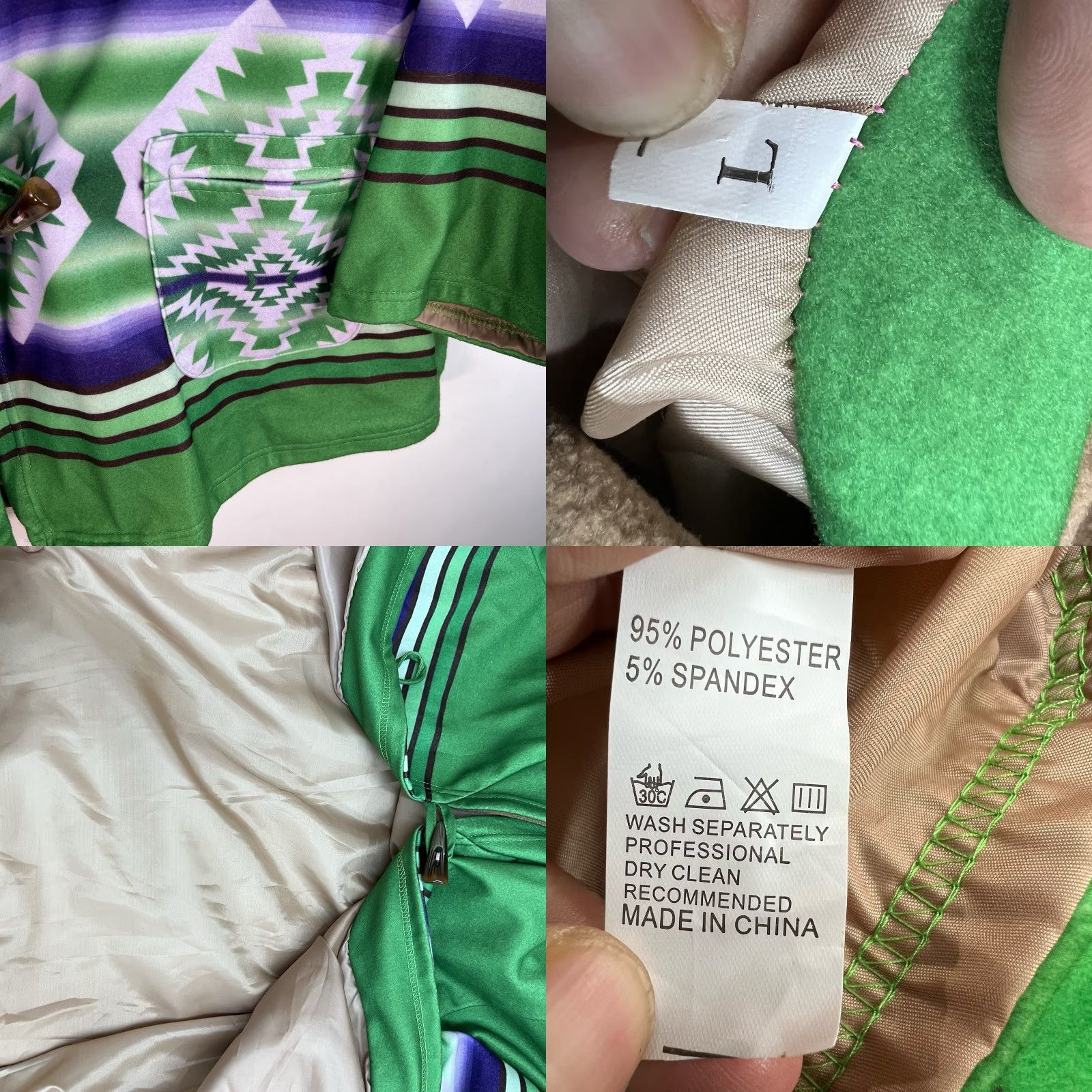 Vintage Southwest Aztec Hooded Jacket Women’s L Green Print Aztec Hoodie Womens L Green Jacket Size L / US 10 / IT 46 - 8 Thumbnail
