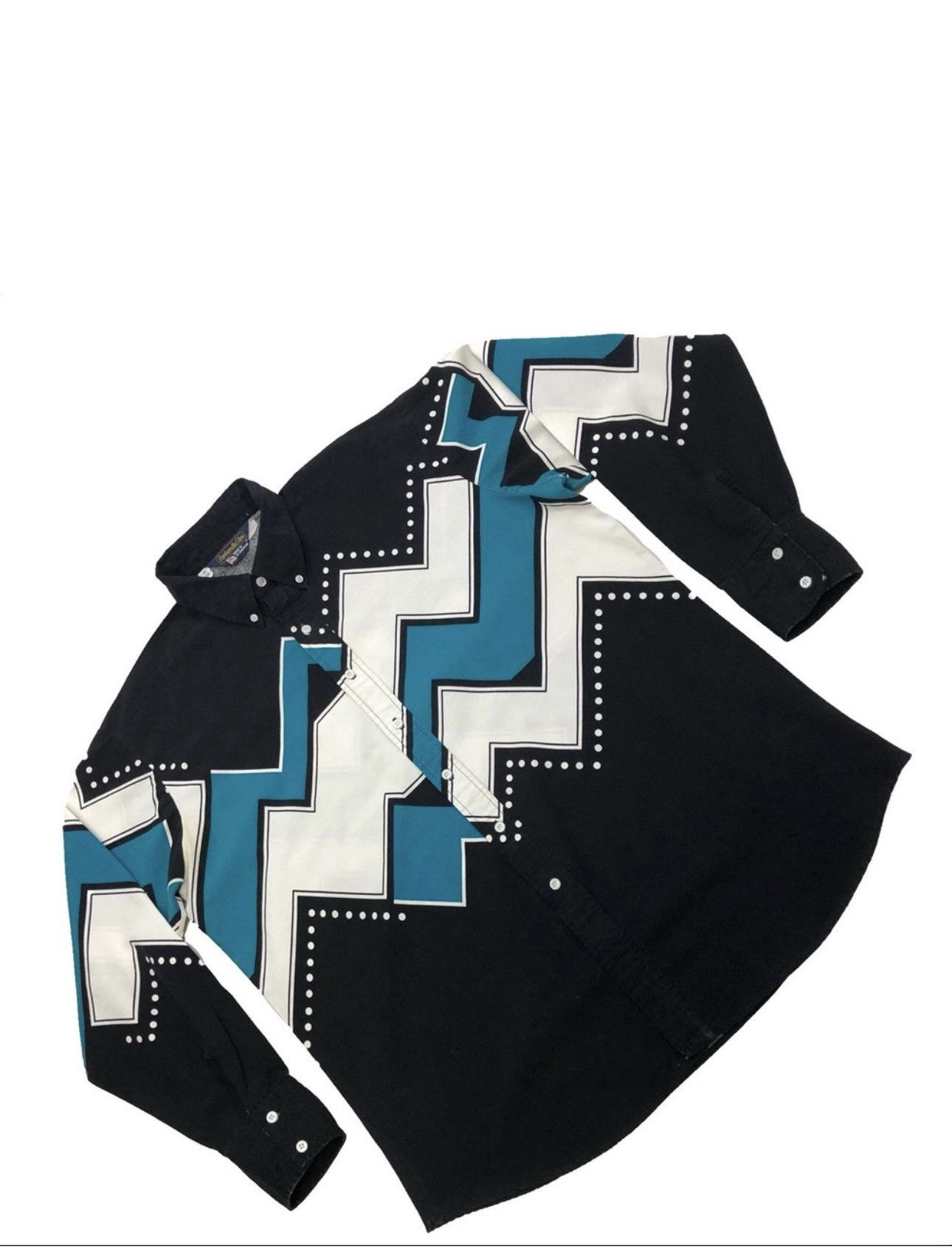image of Panhandle Slim x Vintage 90’S Vintage Western Button Up in Black Teal White, Men's (Size XL)