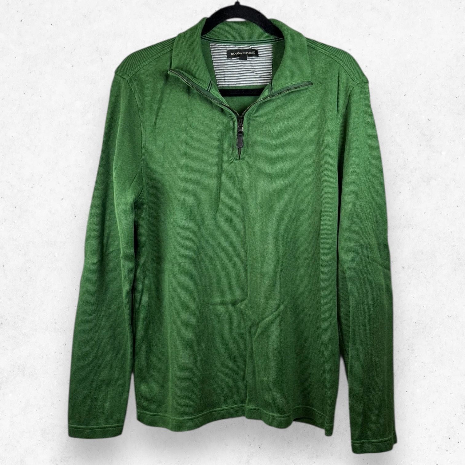 Banana Republic Banana Republic Men M Green 1/4 Zip Sweater Elbow Patches Size US M / EU 48-50 / 2 - 1 Thumbnail