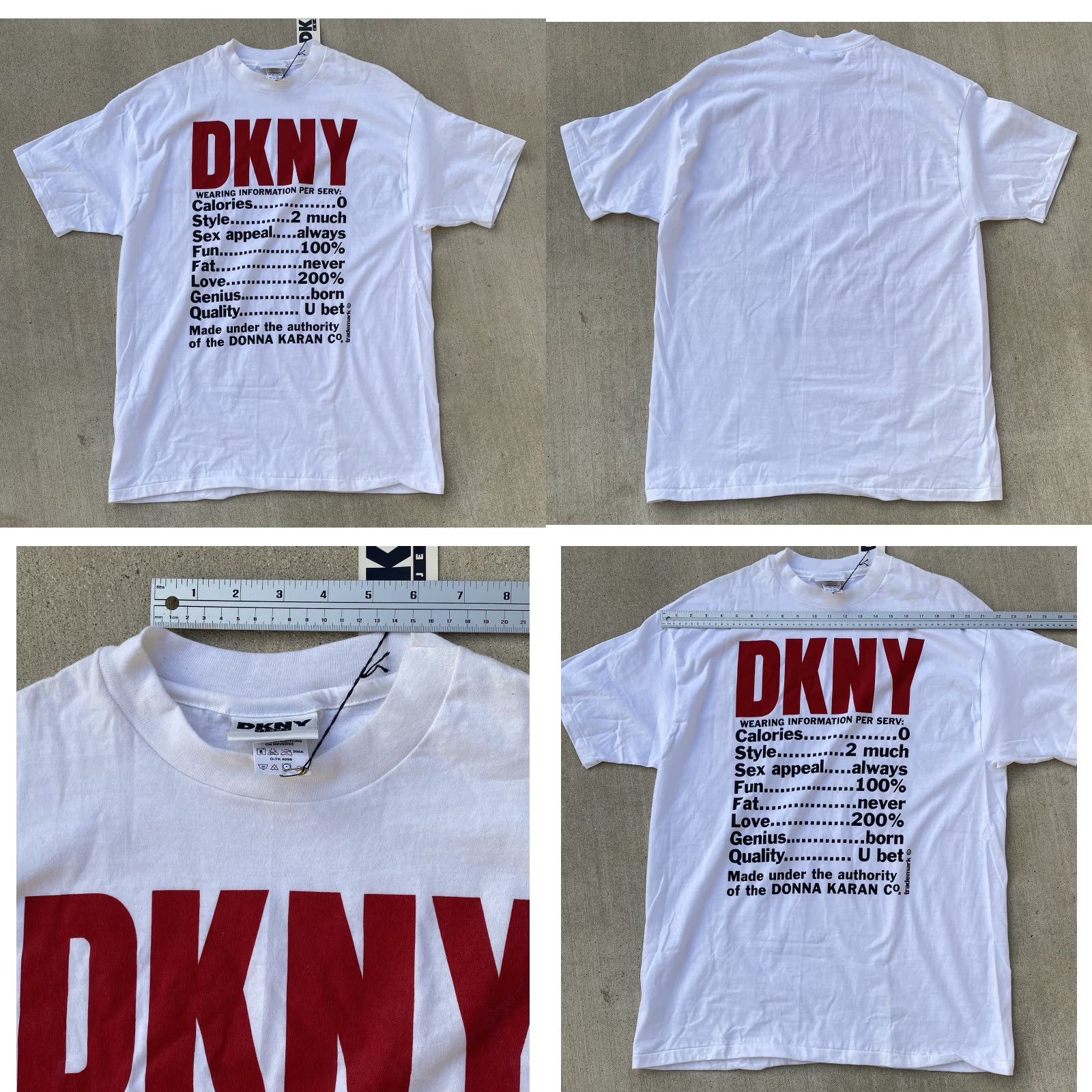 DKNY VINTAGE DKNY T-Shirt Unisex Adults White Red One Size T-Shirt Logo Graphic Print USA 90s Y2K Shirt Size US M / EU 48-50 / 2 - 10 Thumbnail