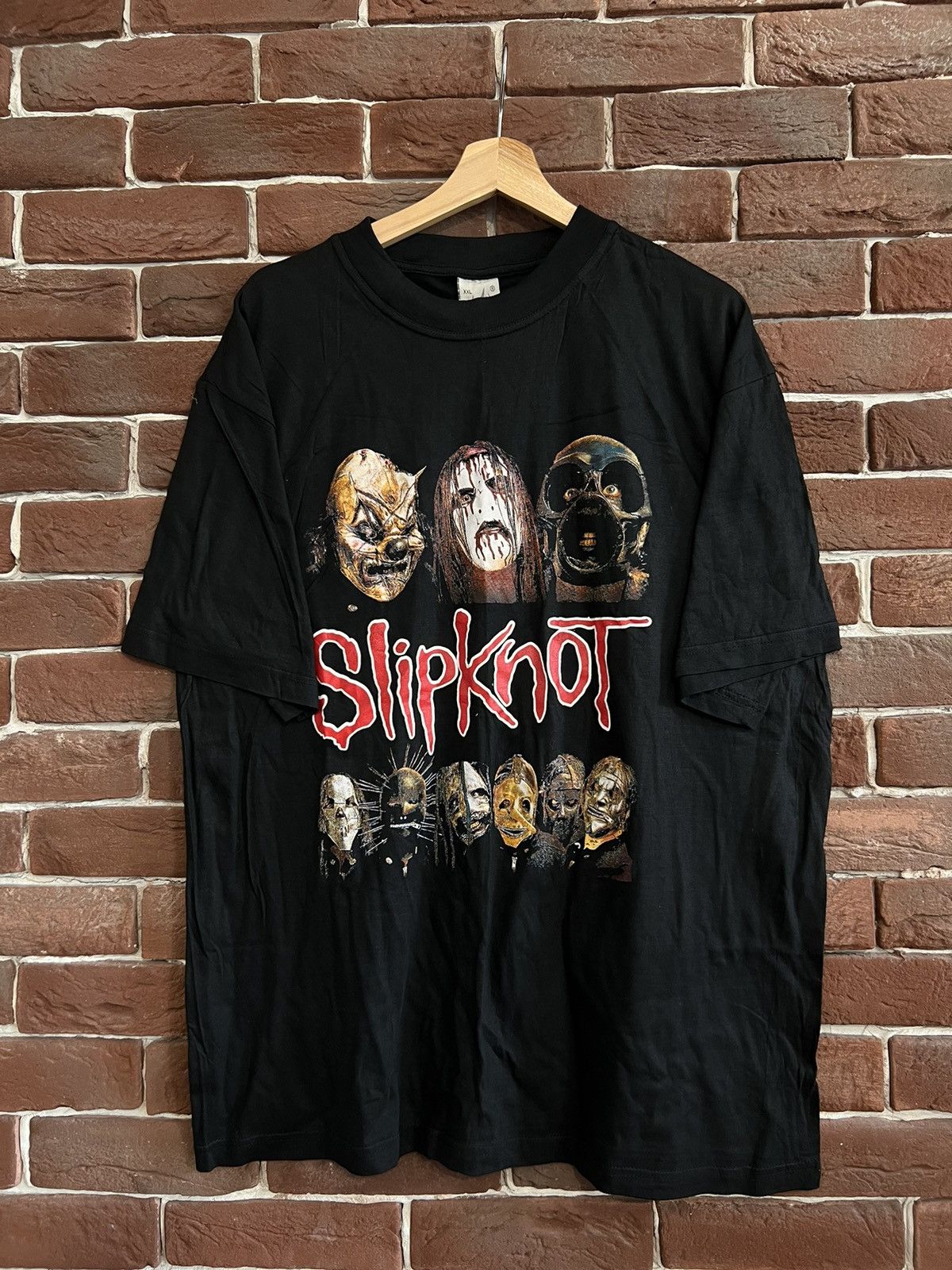 Image of Band Tees x Slipknot Vintage 90's Slipknot Masks Numetal Band Tee Y2K XL in Black, Men's (Size 2XL)